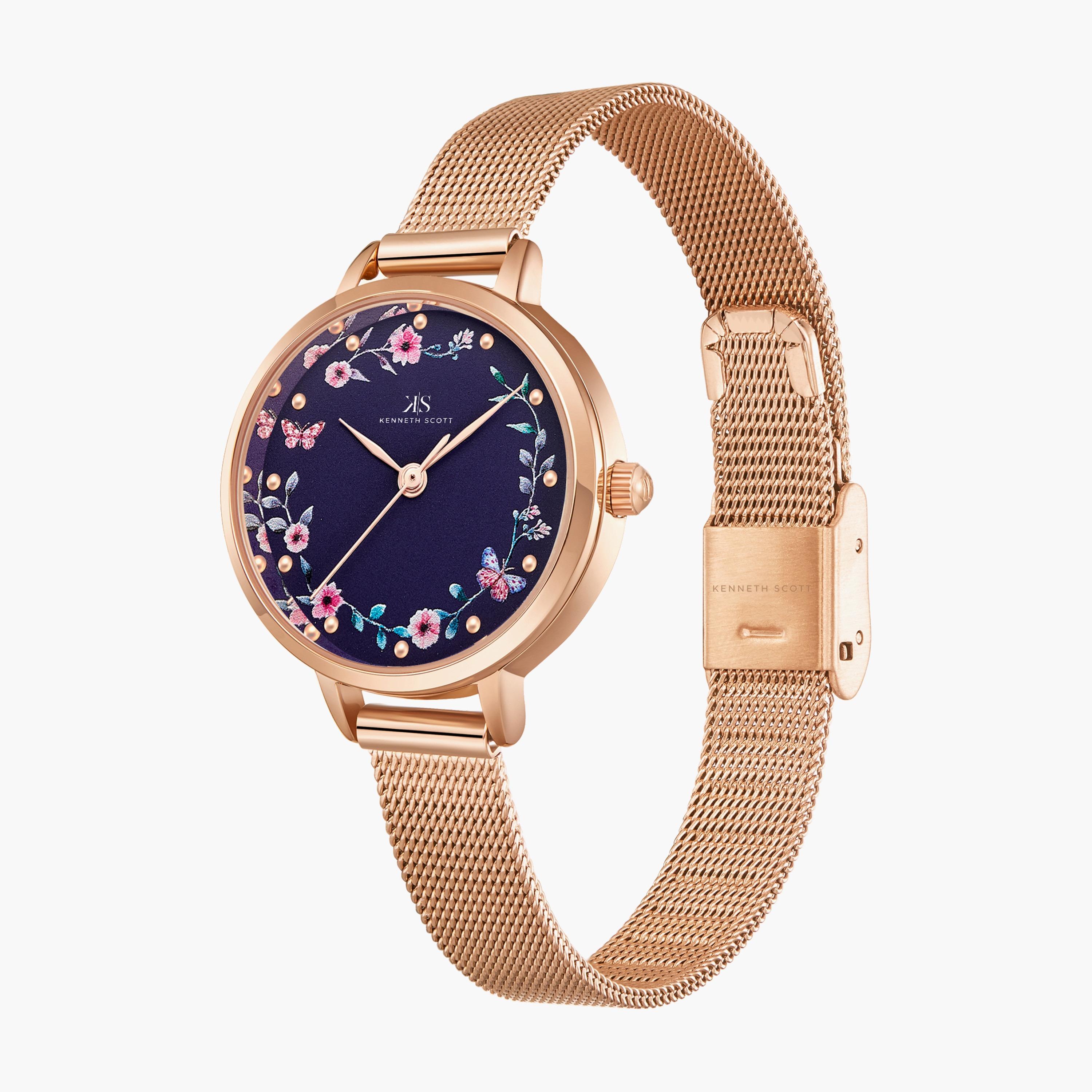 Kenneth Scott Rose Gold Analog Stainless steel Strap Watch | K23512-RMKN-women-watchesandjewellery-watches-image-2