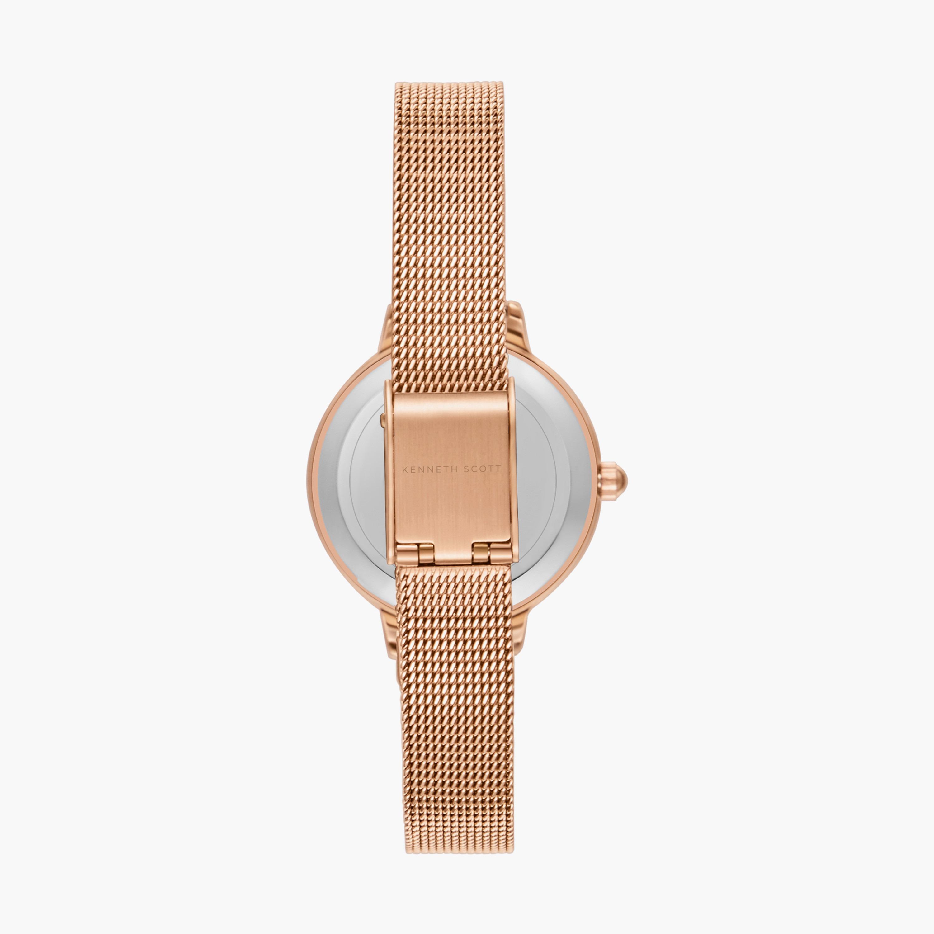 ساعة انالوج بسوار الستانلس ستيل بلون ذهبي وردي من كينيث سكوت | K23512-RMKP-women-watchesandjewellery-watches-image-3