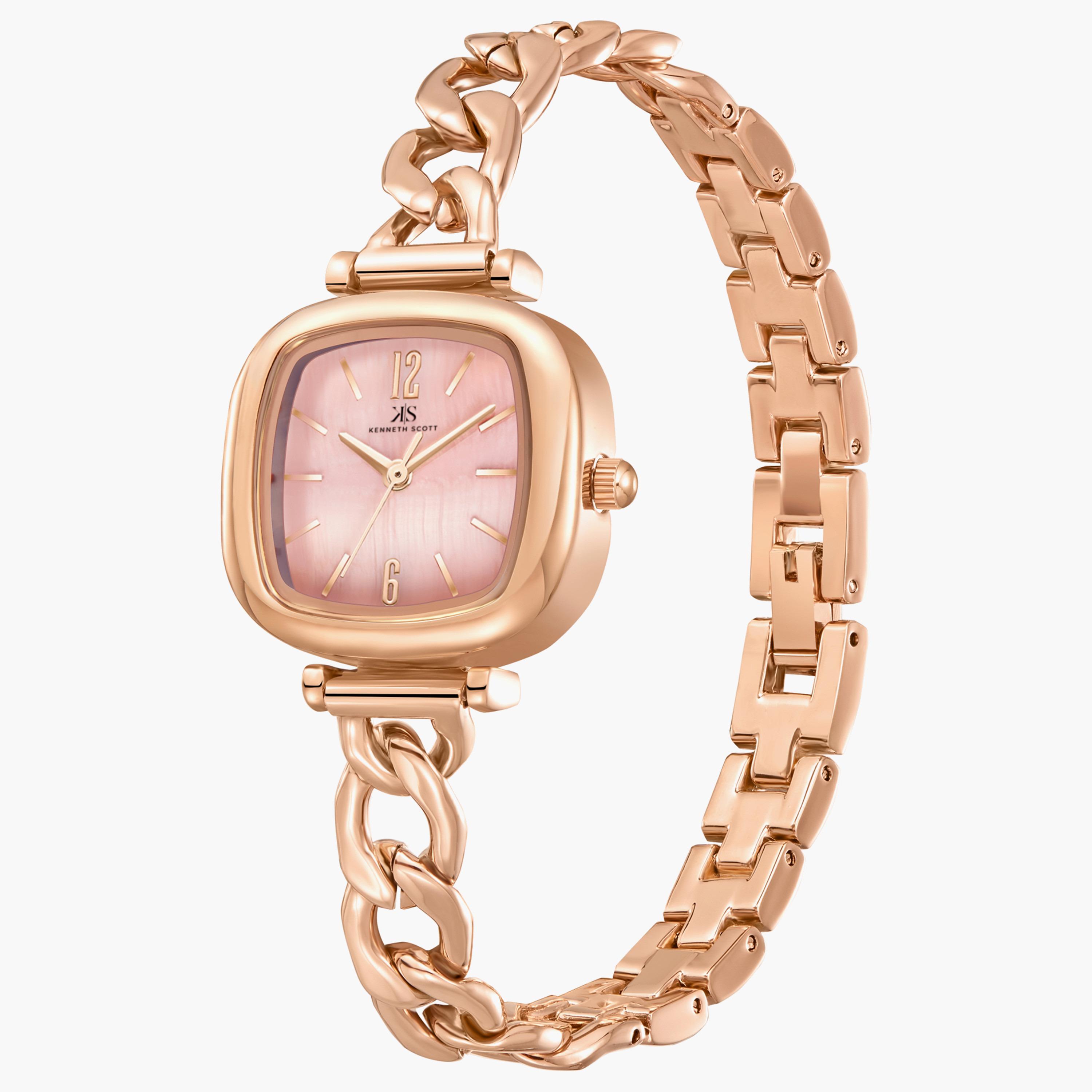 ساعة انالوج بسوار الستانلس ستيل بلون ذهبي وردي من كينيث سكوت | K23513-RBKK-women-watchesandjewellery-watches-image-2