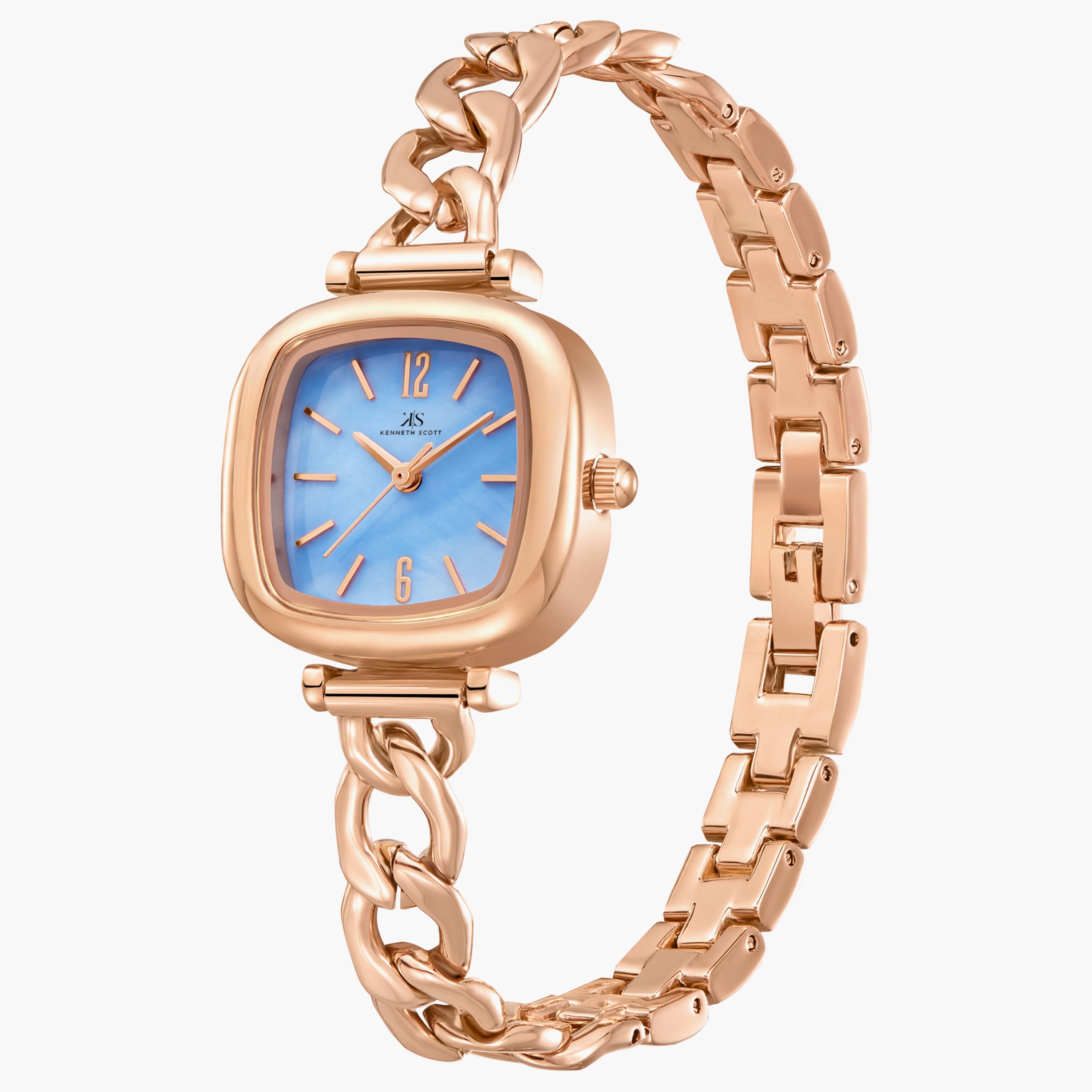 ساعة انالوج بسوار الستانلس ستيل بلون ذهبي وردي من كينيث سكوت | K23513-RBKL-women-watchesandjewellery-watches-image-2