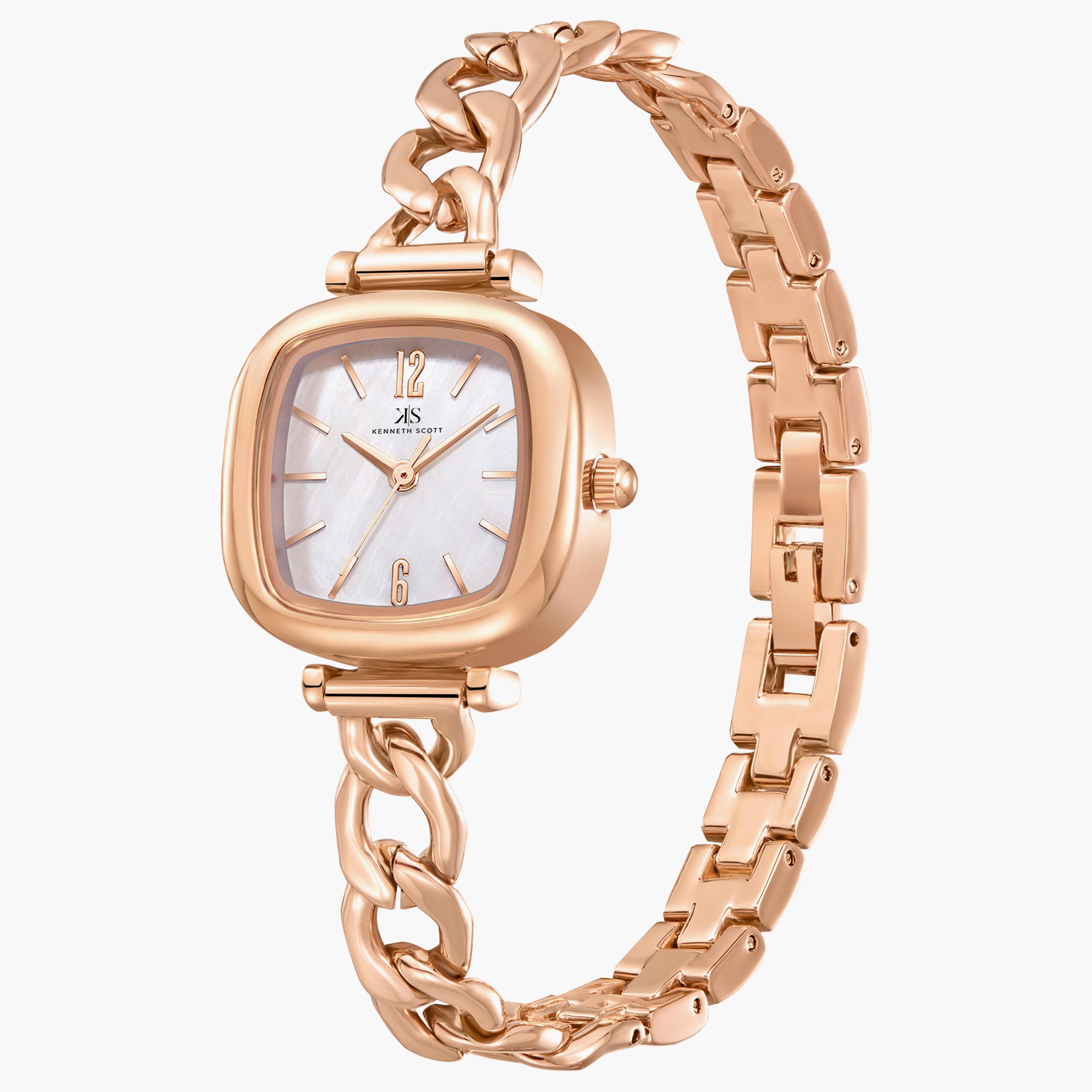 ساعة انالوج بسوار الستانلس ستيل بلون ذهبي وردي من كينيث سكوت | K23513-RBKW-women-watchesandjewellery-watches-image-2