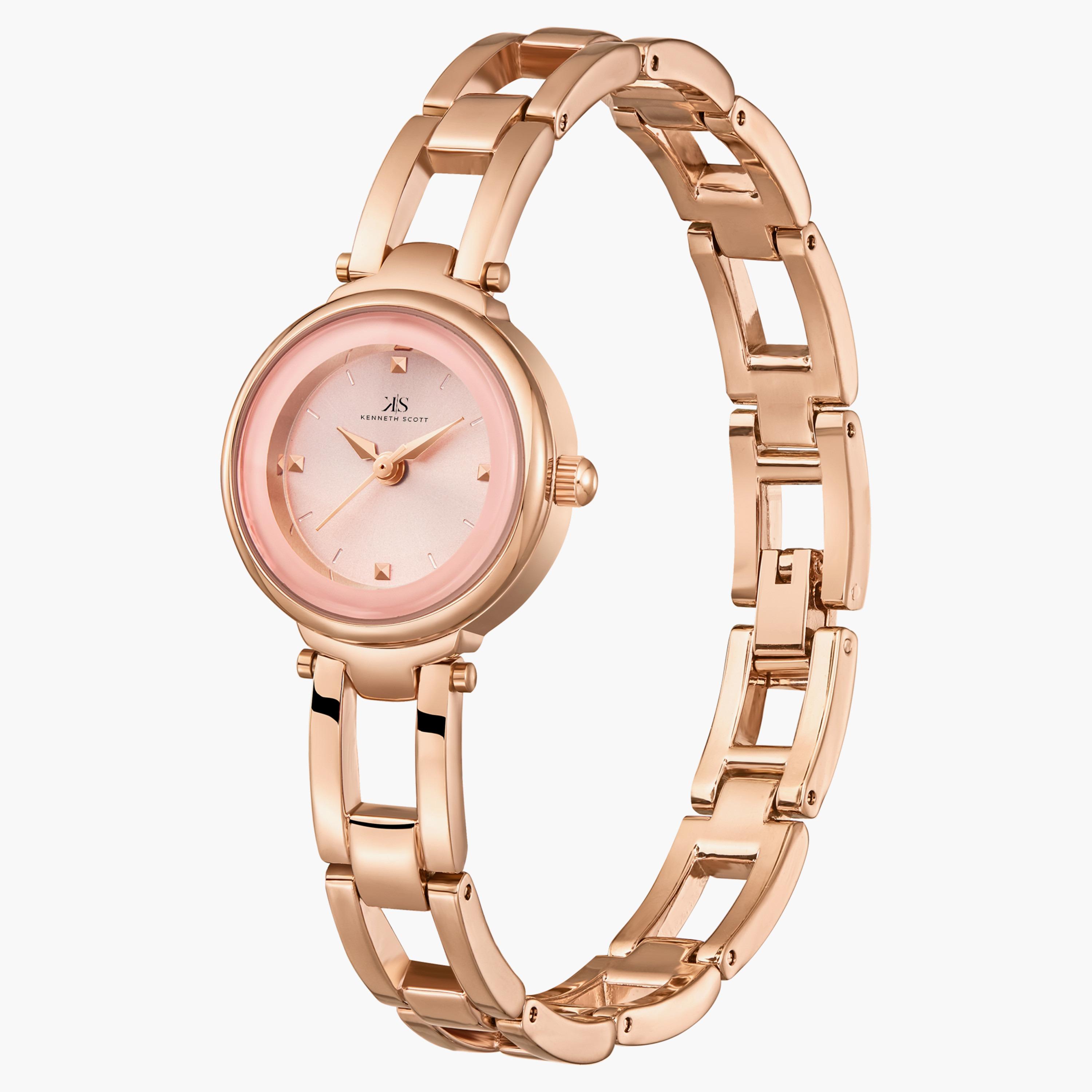 ساعة انالوج بسوار الستانلس ستيل بلون ذهبي وردي من كينيث سكوت | K23516-RBKK-women-watchesandjewellery-watches-image-2