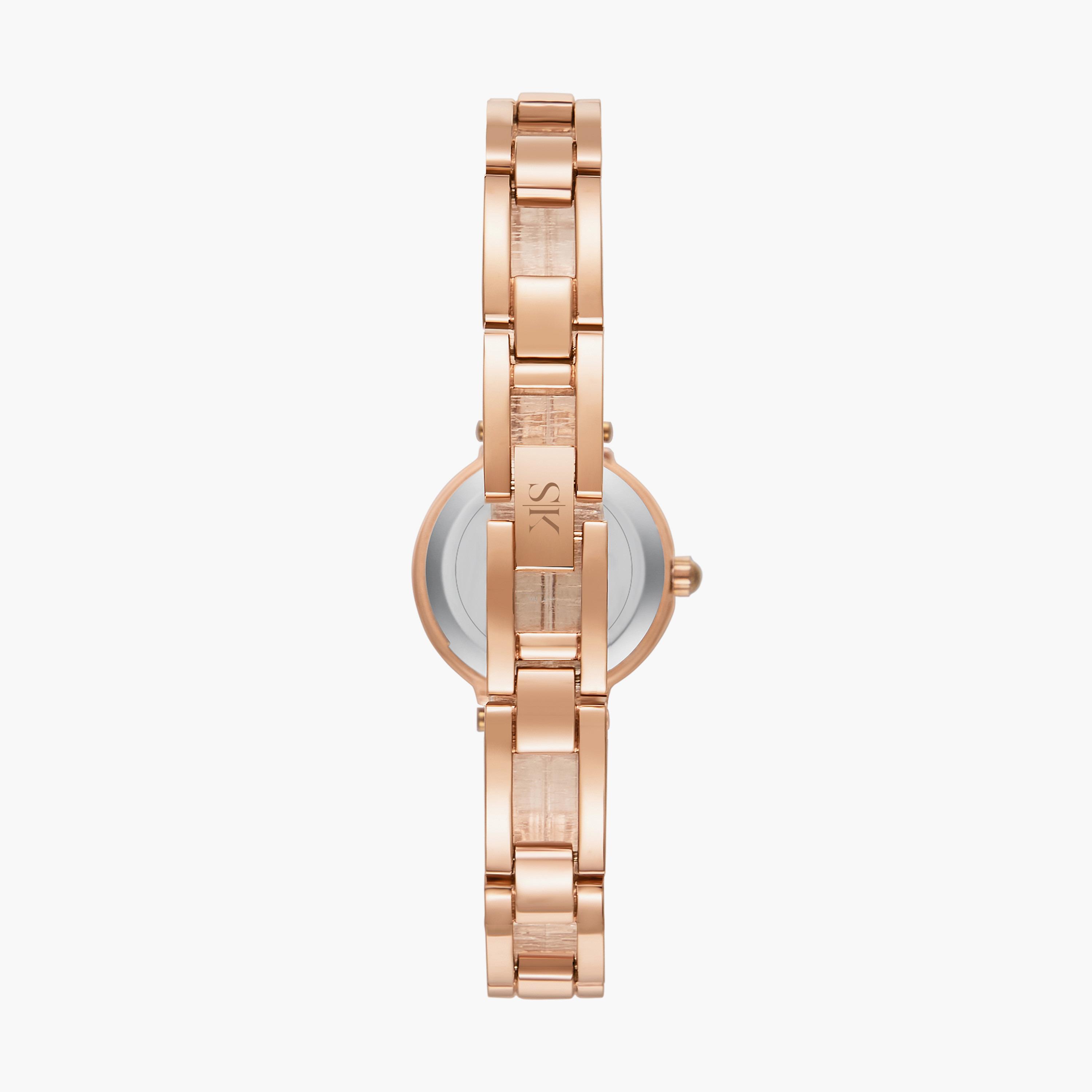 ساعة انالوج بسوار الستانلس ستيل بلون ذهبي وردي من كينيث سكوت | K23516-RBKK-women-watchesandjewellery-watches-image-3