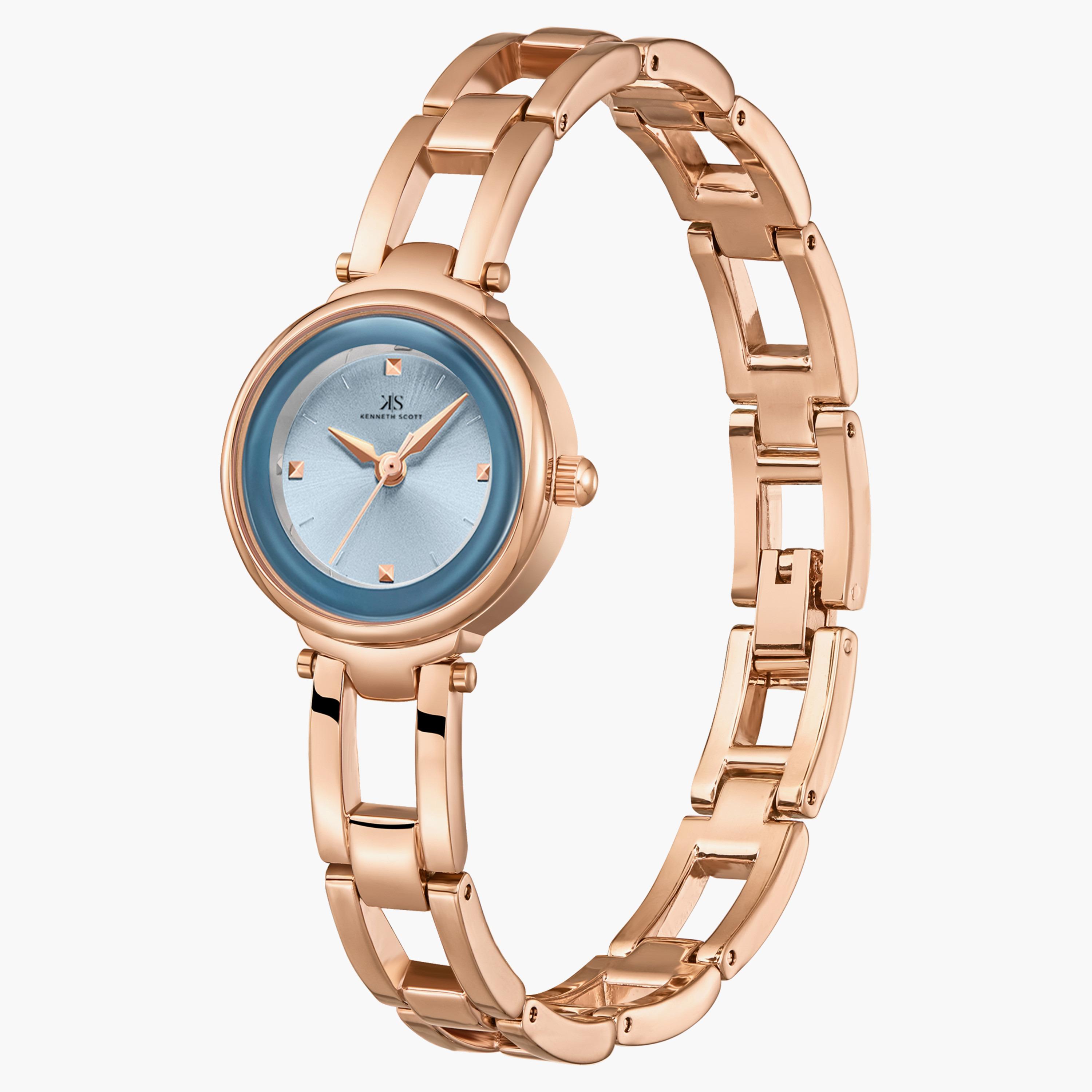 ساعة انالوج بسوار الستانلس ستيل بلون ذهبي وردي من كينيث سكوت | K23516-RBKL-women-watchesandjewellery-watches-image-2