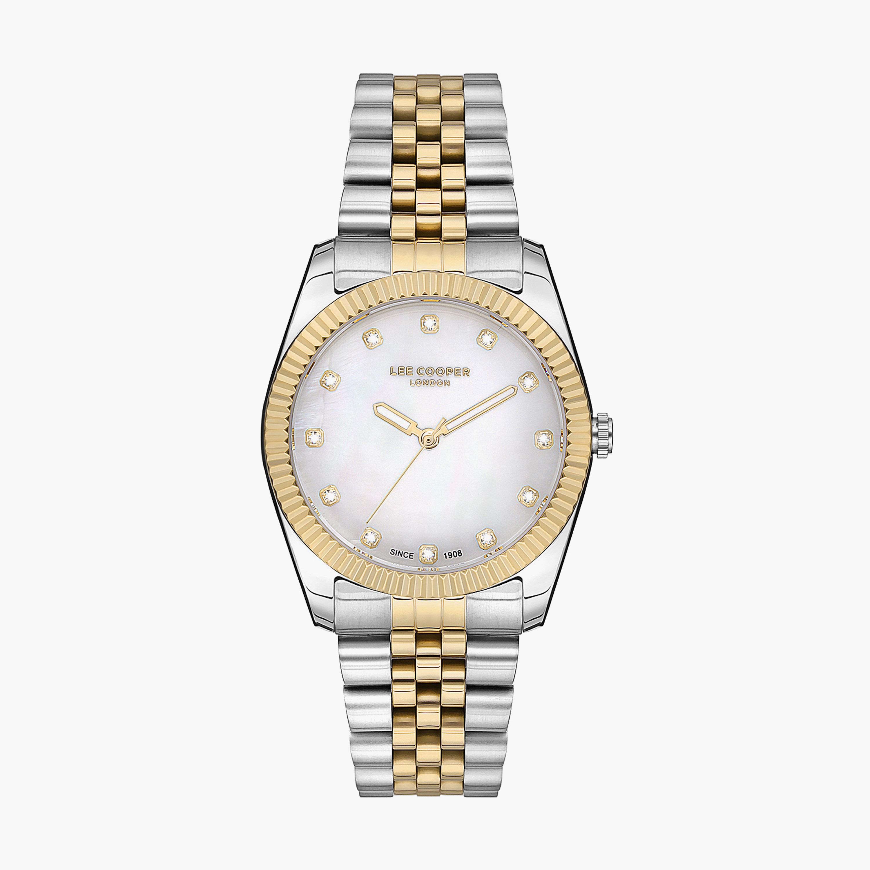 ساعة انالوج بسوار ستانلس ستيل بلون فضي وذهبي للنساء من لي كوبر | LC07115.220-women-watchesandjewellery-watches-image-1