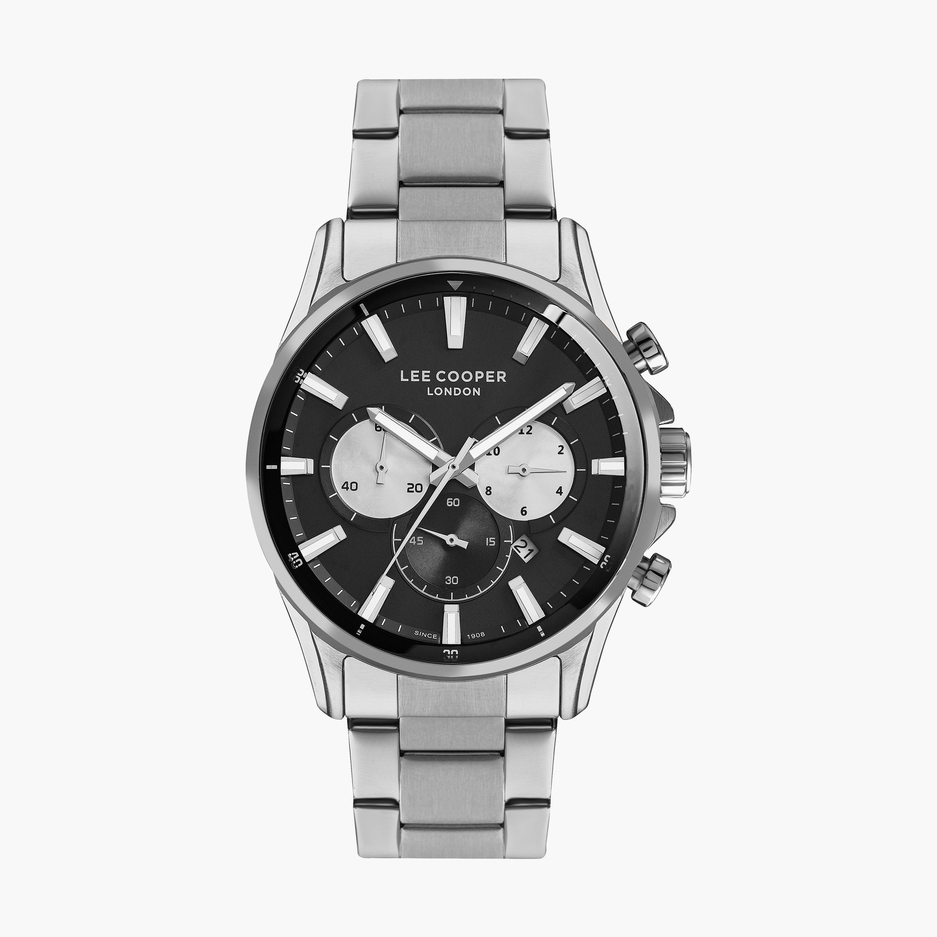 ساعة كرونوغراف بسوار ستانلس ستيل بلون فضي للرجال من لي كوبر | LC07167.350-men-watchesandjewellery-watches-image-1