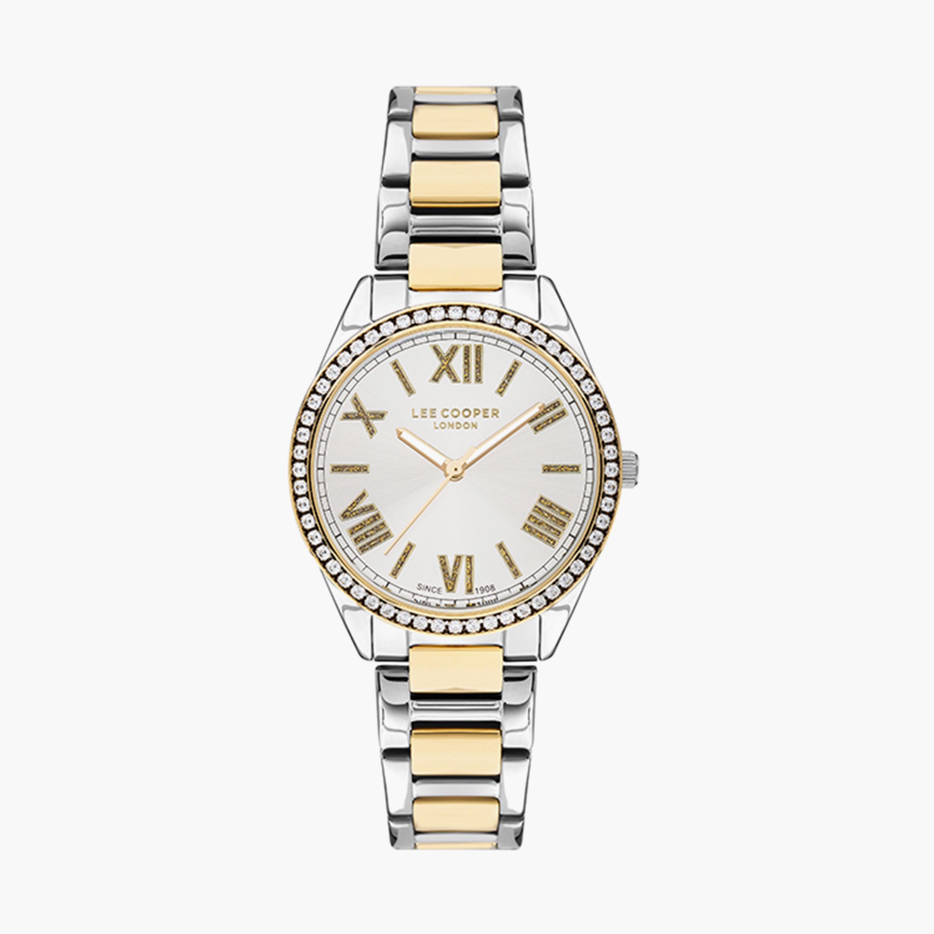 ساعة انالوج بسوار ستانلس ستيل بلون فضي وذهبي للنساء من لي كوبر | LC07435.230-women-watchesandjewellery-watches-image-1