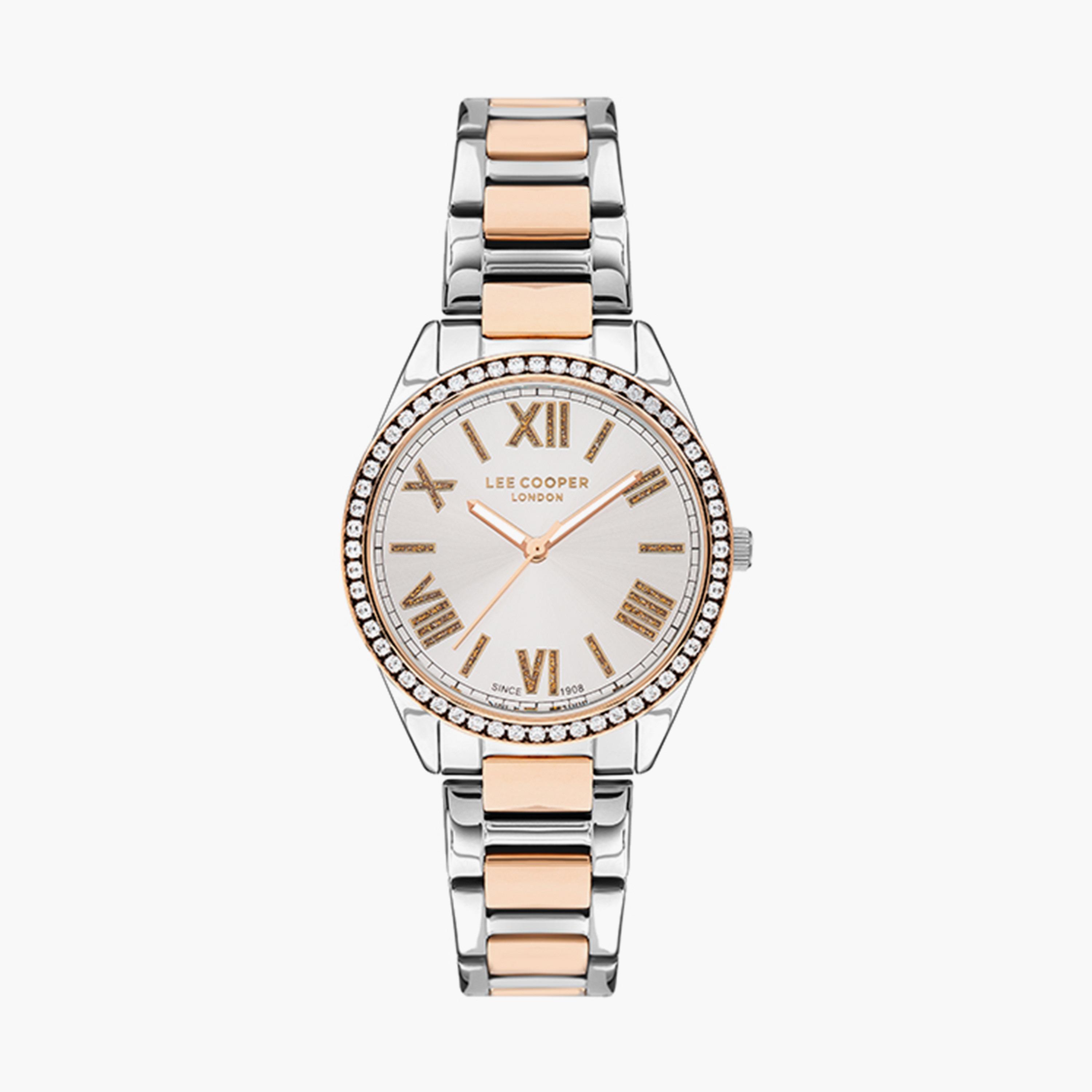 ساعة انالوج بسوار ستانلس ستيل بلون فضي و وردي للنساء من لي كوبر | LC07435.530-women-watchesandjewellery-watches-image-1
