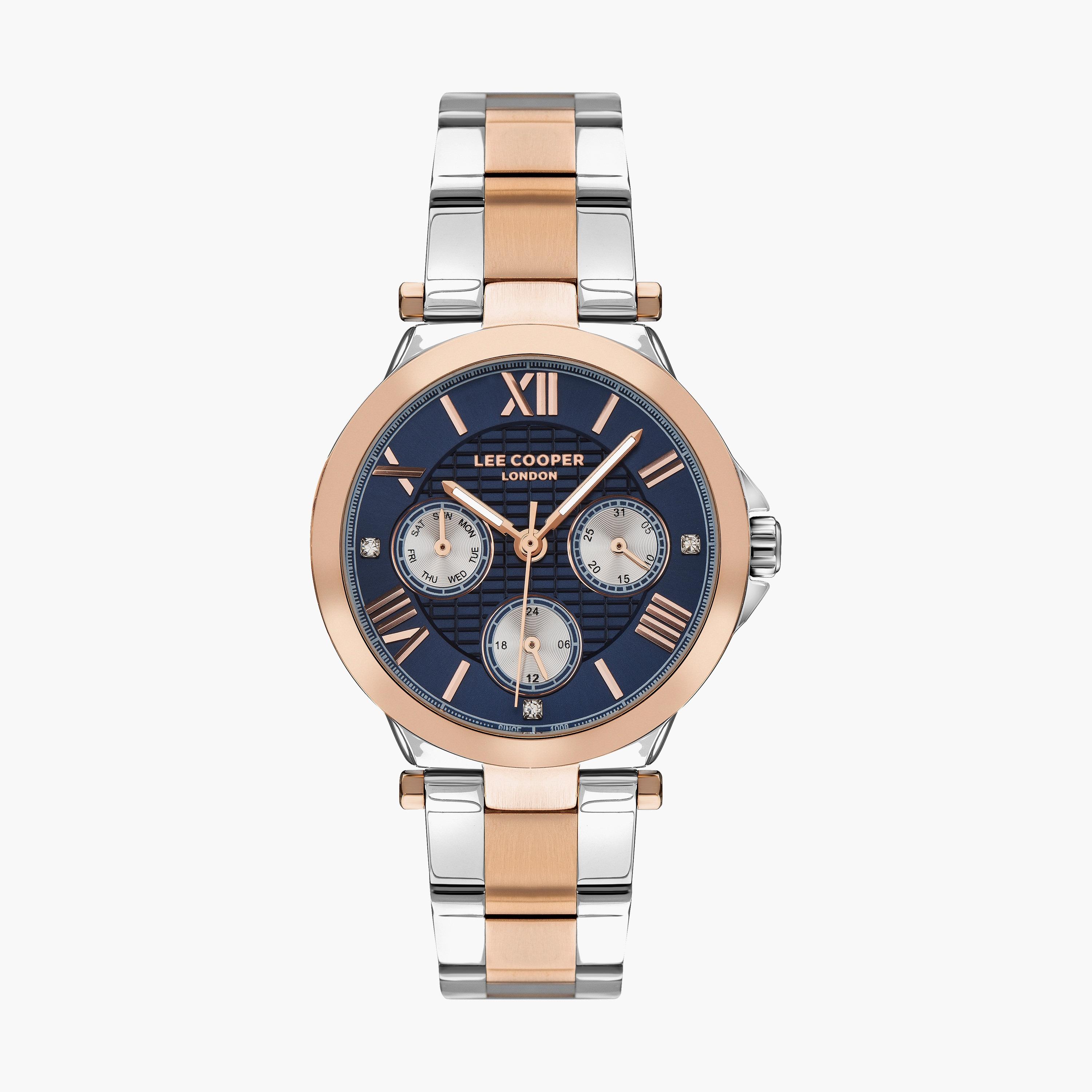 ساعة انالوج بسوار ستانلس ستيل بلون فضي و وردي للنساء من لي كوبر | LC07445.590-women-watchesandjewellery-watches-image-1