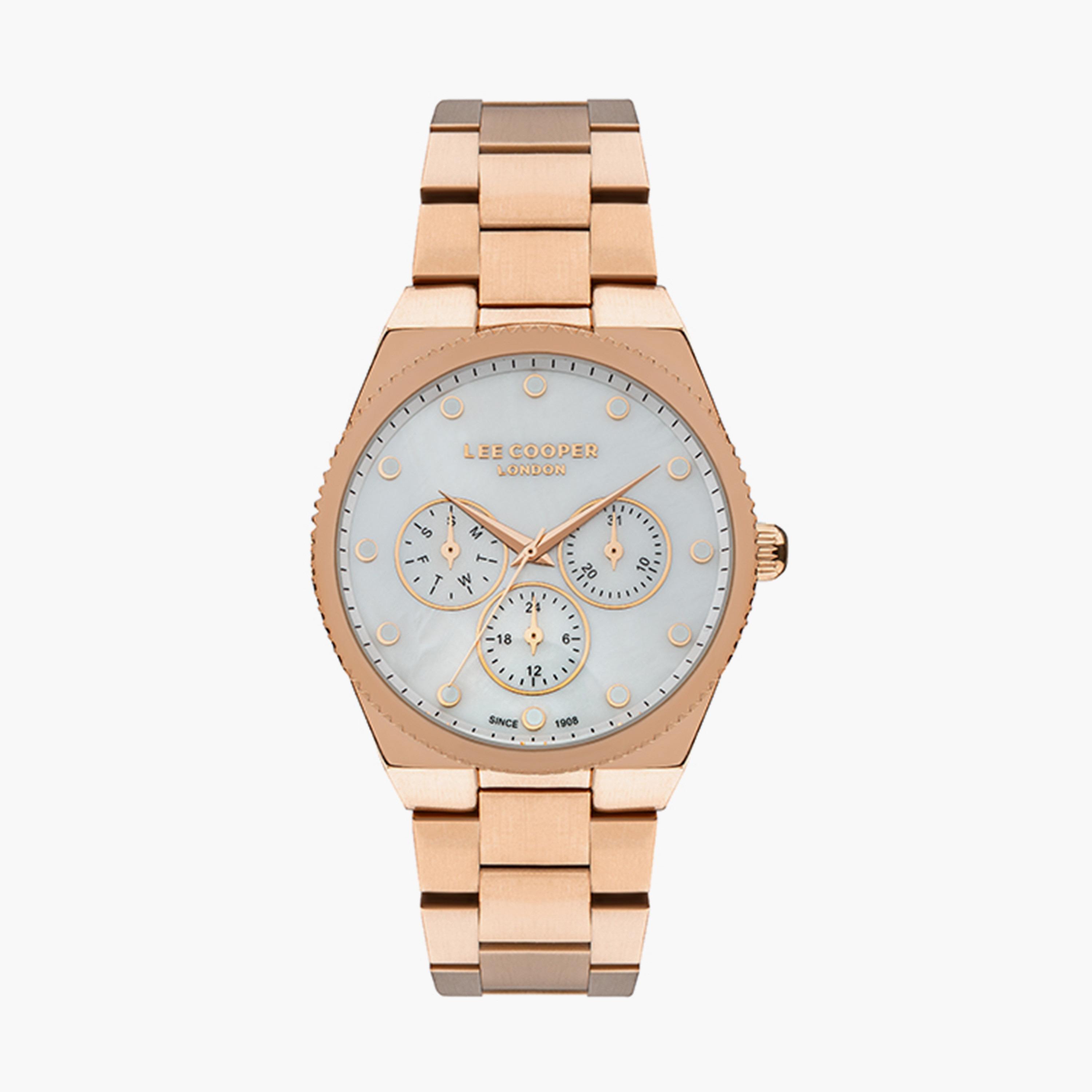 ساعة انالوج بسوار ستانلس ستيل بلون ذهبي وردي للنساء من لي كوبر | LC07452.420-women-watchesandjewellery-watches-image-1