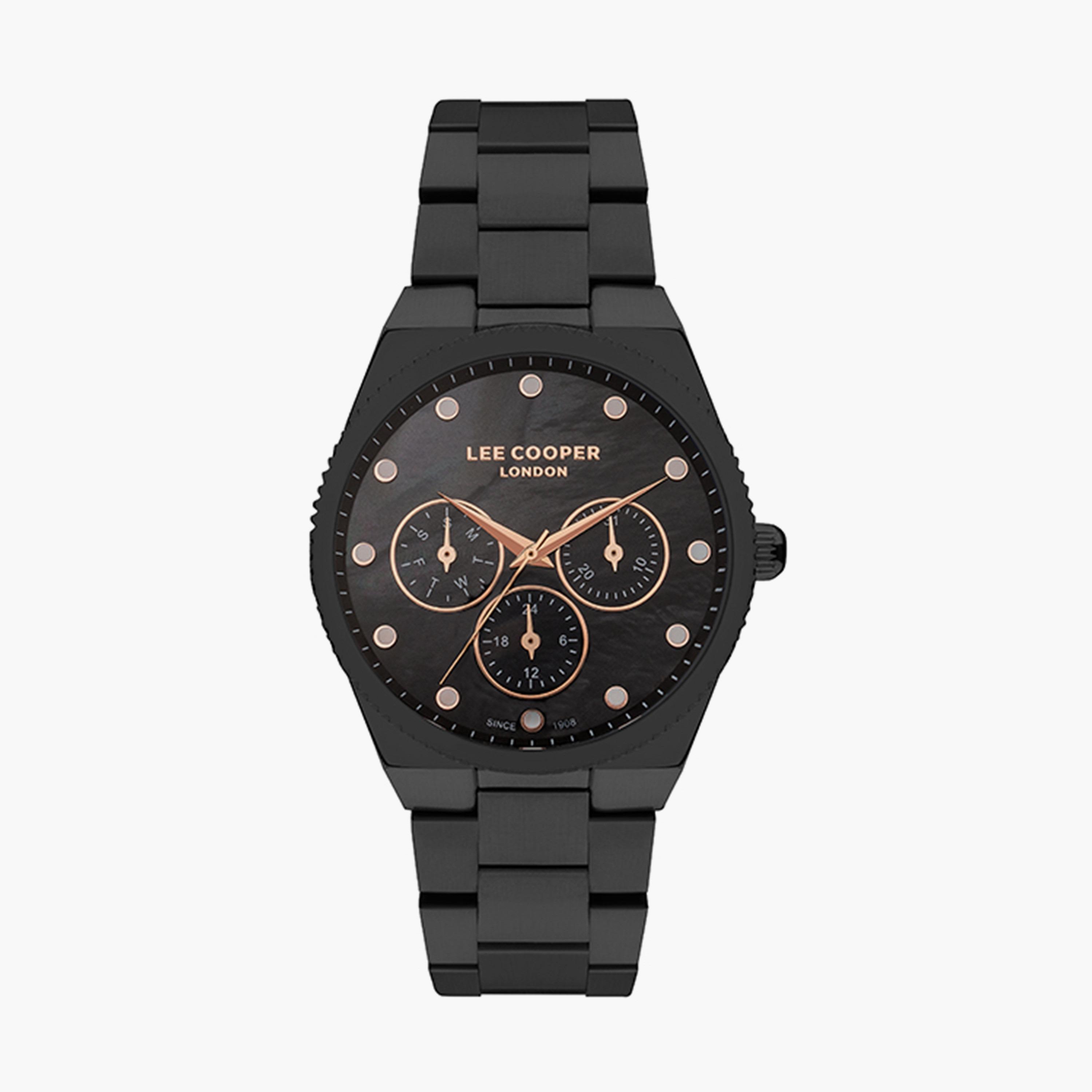 ساعة انالوج بسوار ستانلس ستيل بلون أسود للنساء من لي كوبر | LC07452.650-women-watchesandjewellery-watches-image-1
