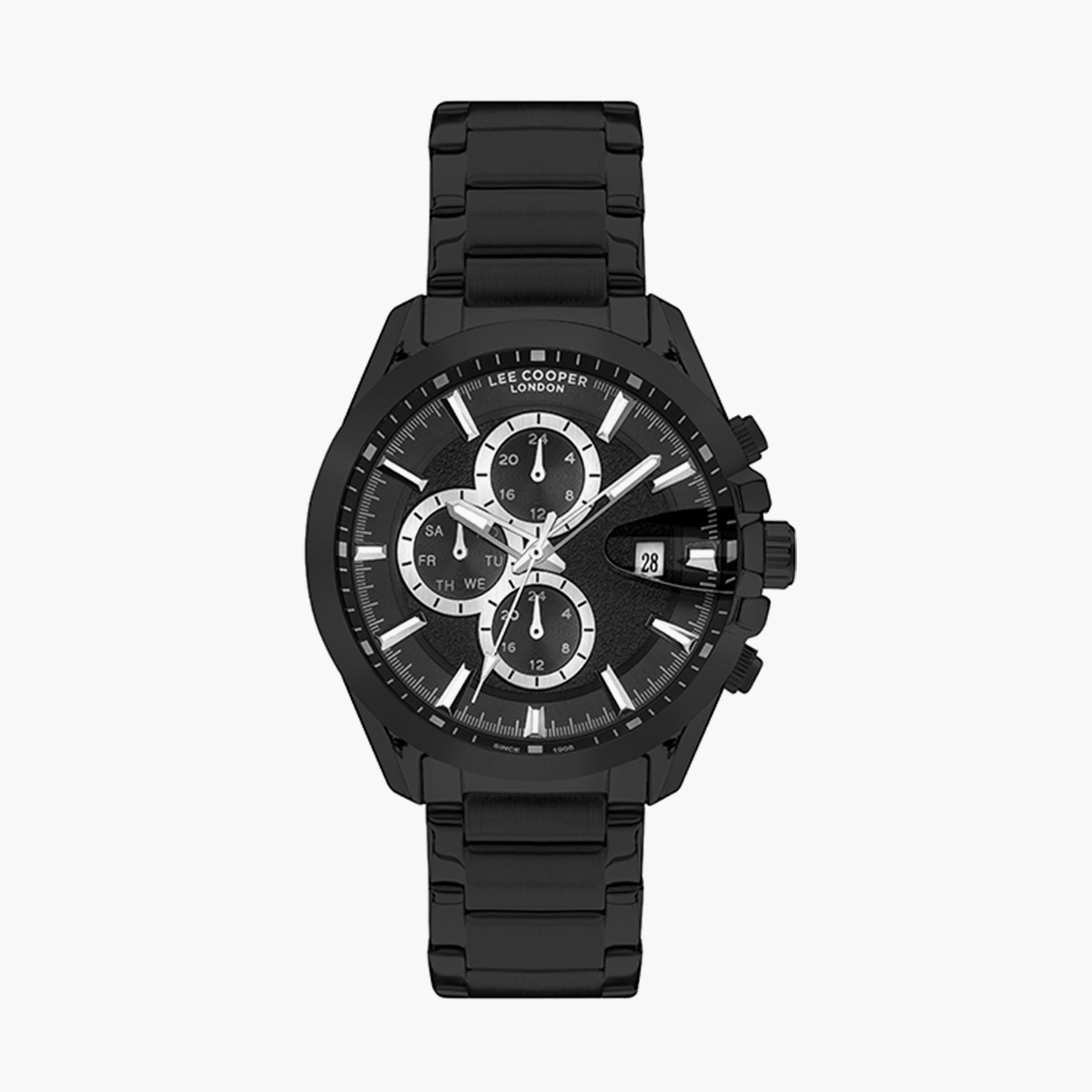 ساعة كرونوغراف بسوار ستانلس ستيل بلون أسود للرجال من لي كوبر | LC07455.650-men-watchesandjewellery-watches-image-1