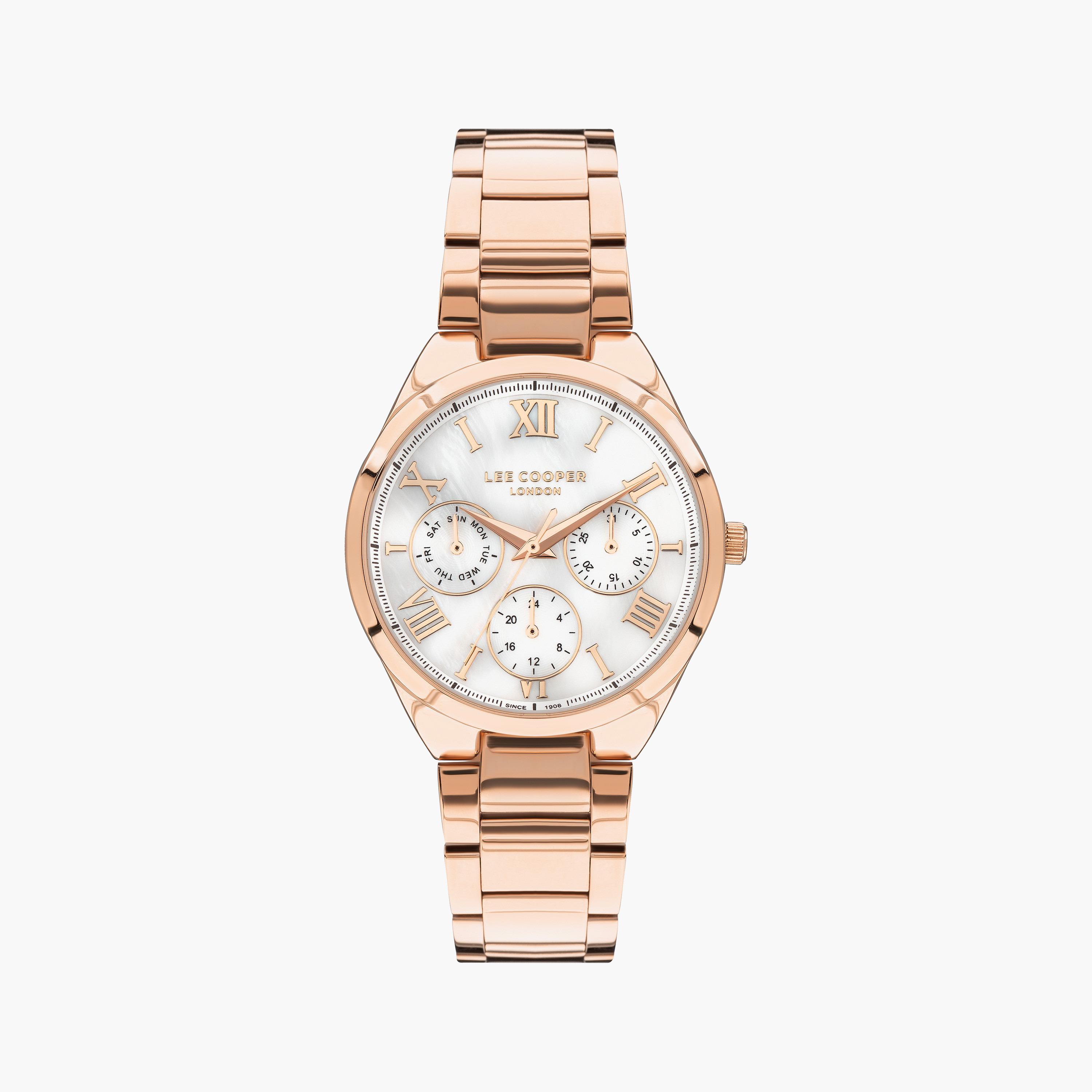ساعة أنالوج ذهبية وردية بسوار ستانلس ستيل من لي كوبر للنساء | LC07456.420-women-watchesandjewellery-watches-image-1