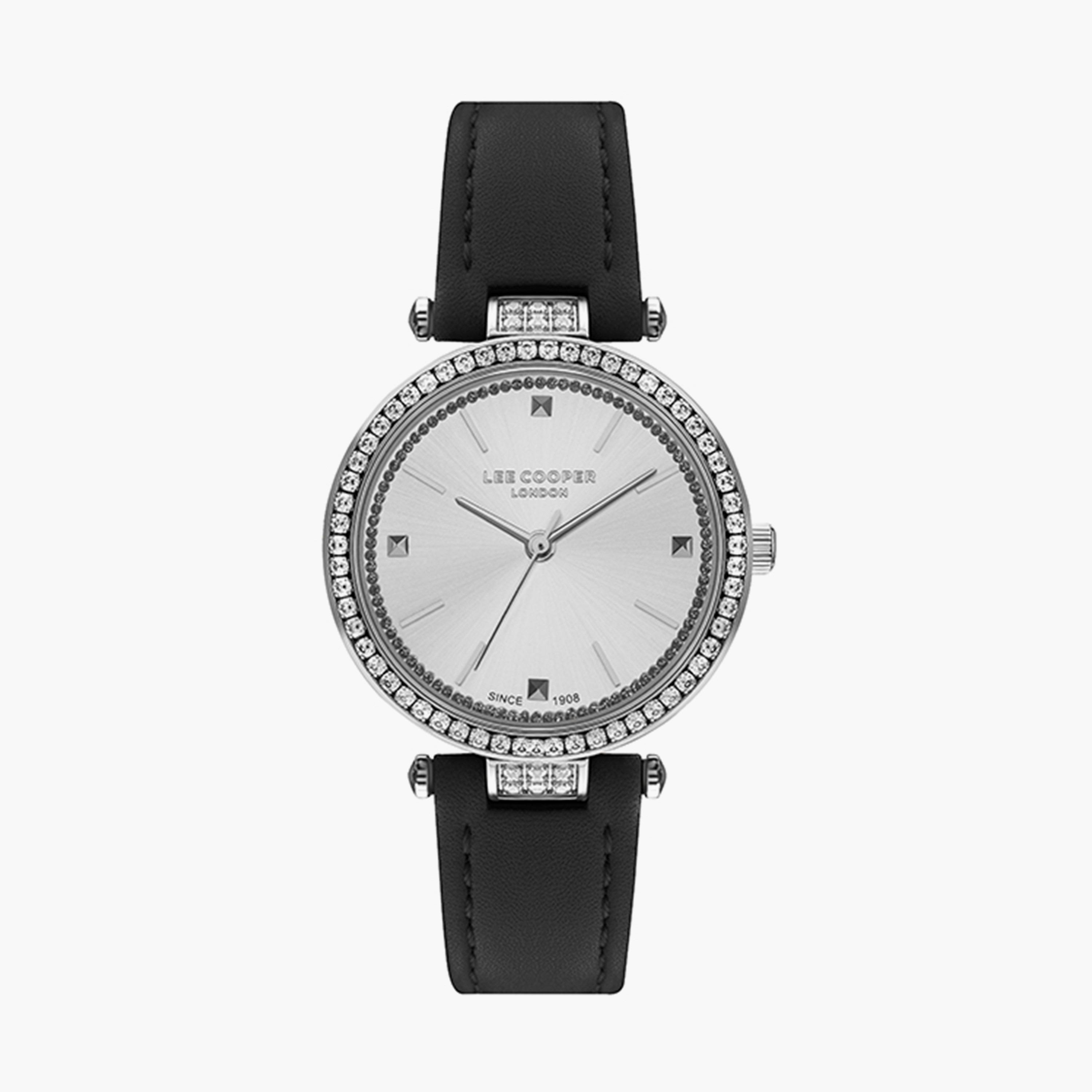 ساعة انالوج بسوار جلدي بلون أسود من لي كوبر | LC07463.331-women-watchesandjewellery-watches-image-1