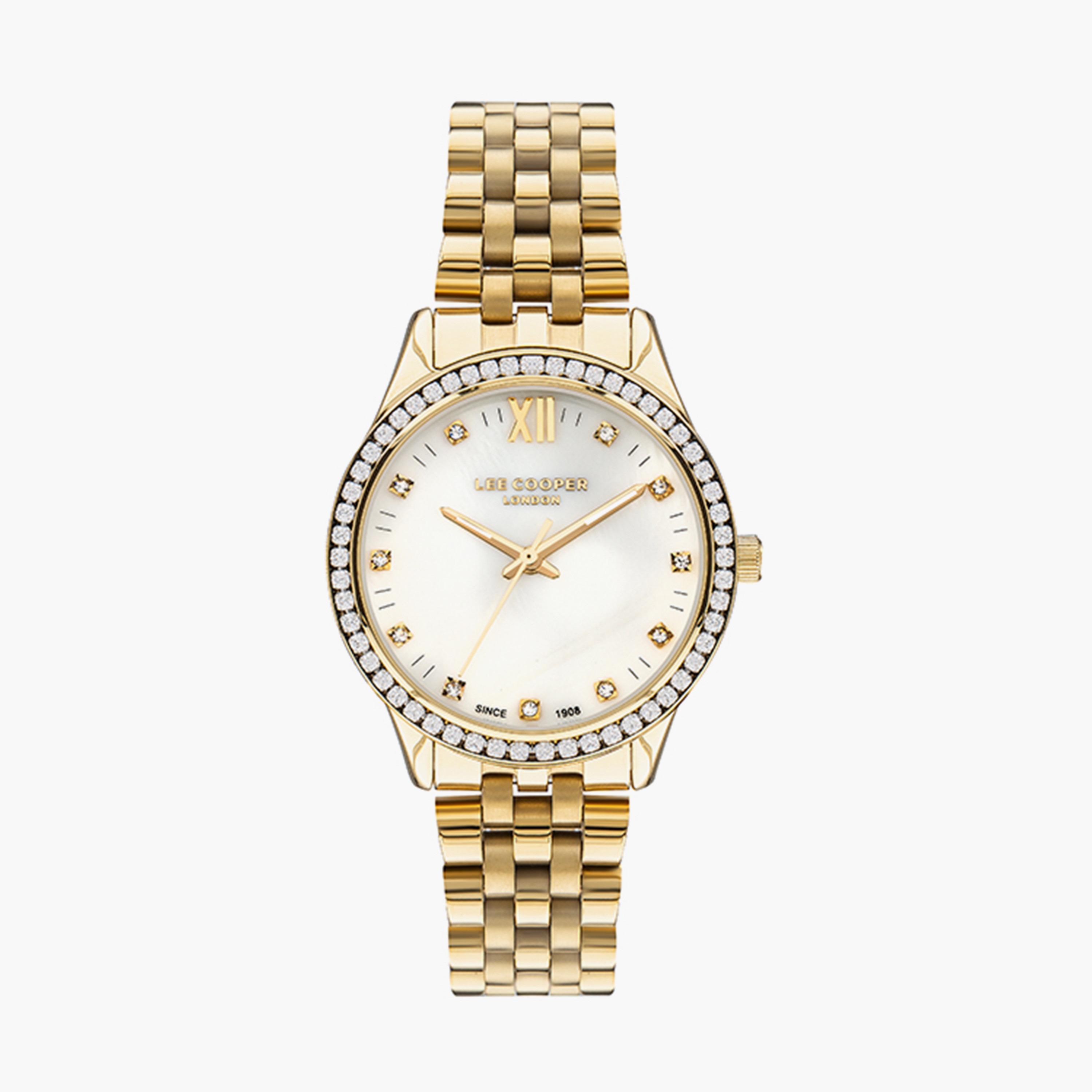 ساعة انالوج بسوار ستانلس ستيل بلون ذهبي للنساء من لي كوبر | LC07483.120-women-watchesandjewellery-watches-image-1