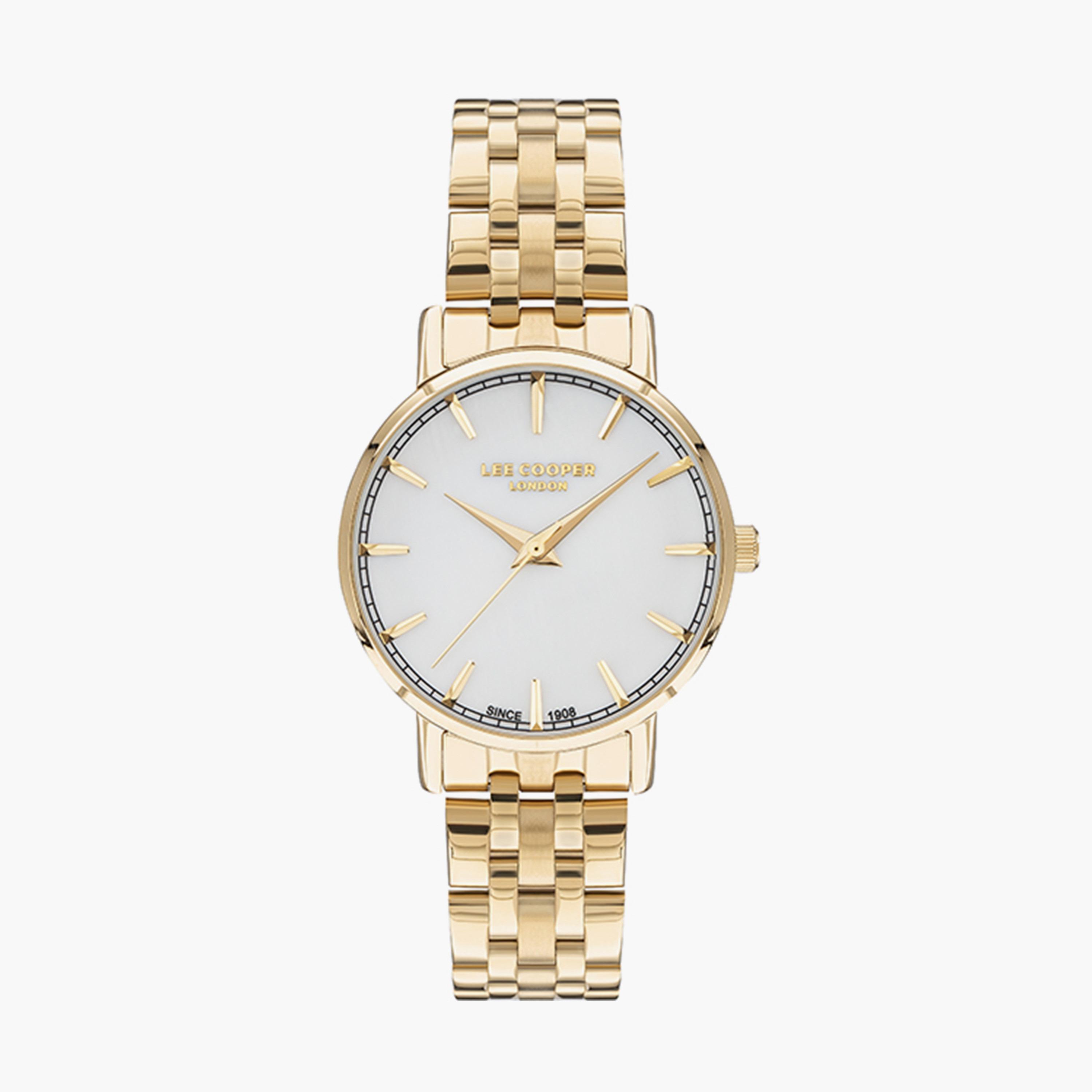 ساعة انالوج بسوار ستانلس ستيل بلون ذهبي للنساء من لي كوبر | LC07503.120-women-watchesandjewellery-watches-image-1