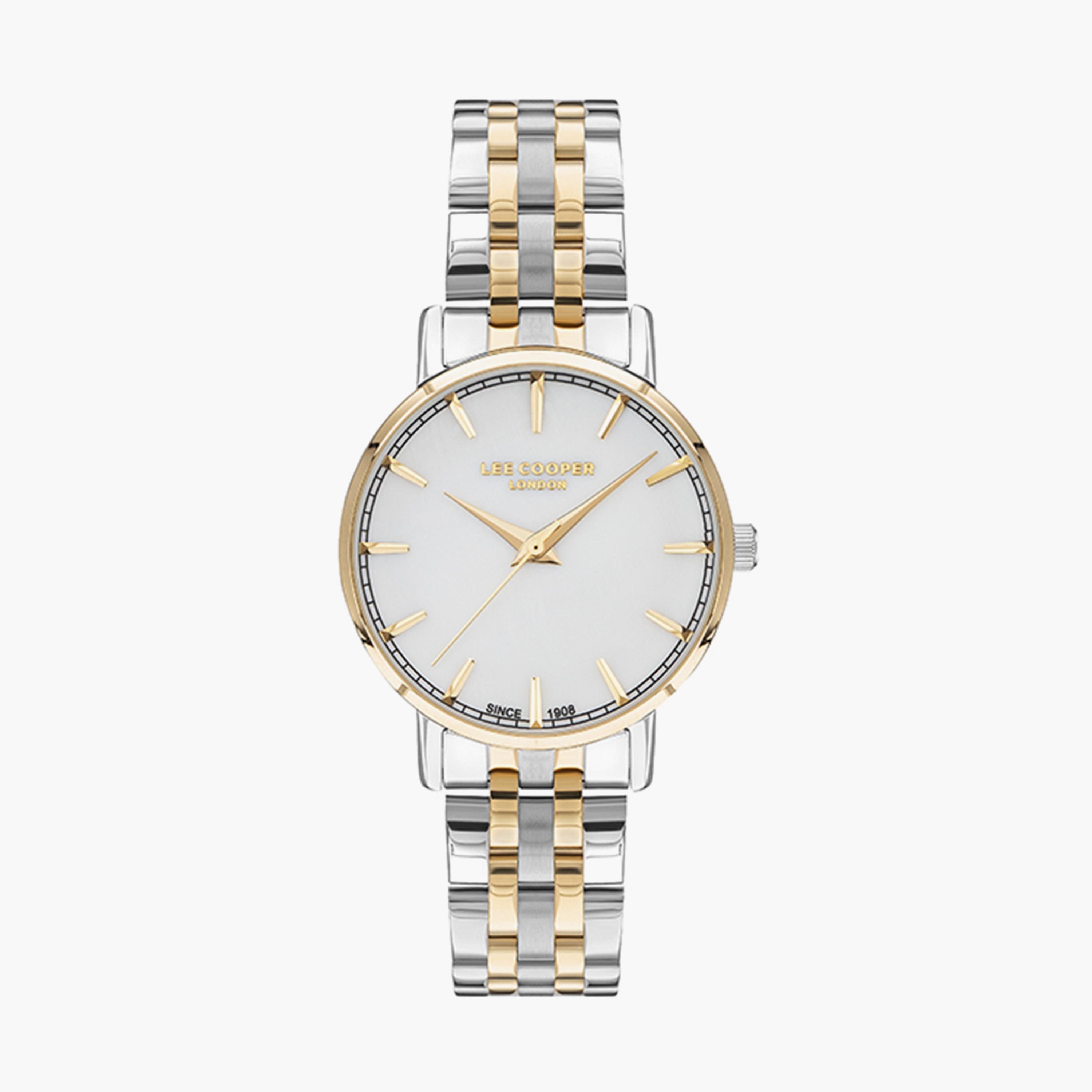 ساعة انالوج بسوار ستانلس ستيل بلون فضي وذهبي للنساء من لي كوبر | LC07503.220-women-watchesandjewellery-watches-image-1
