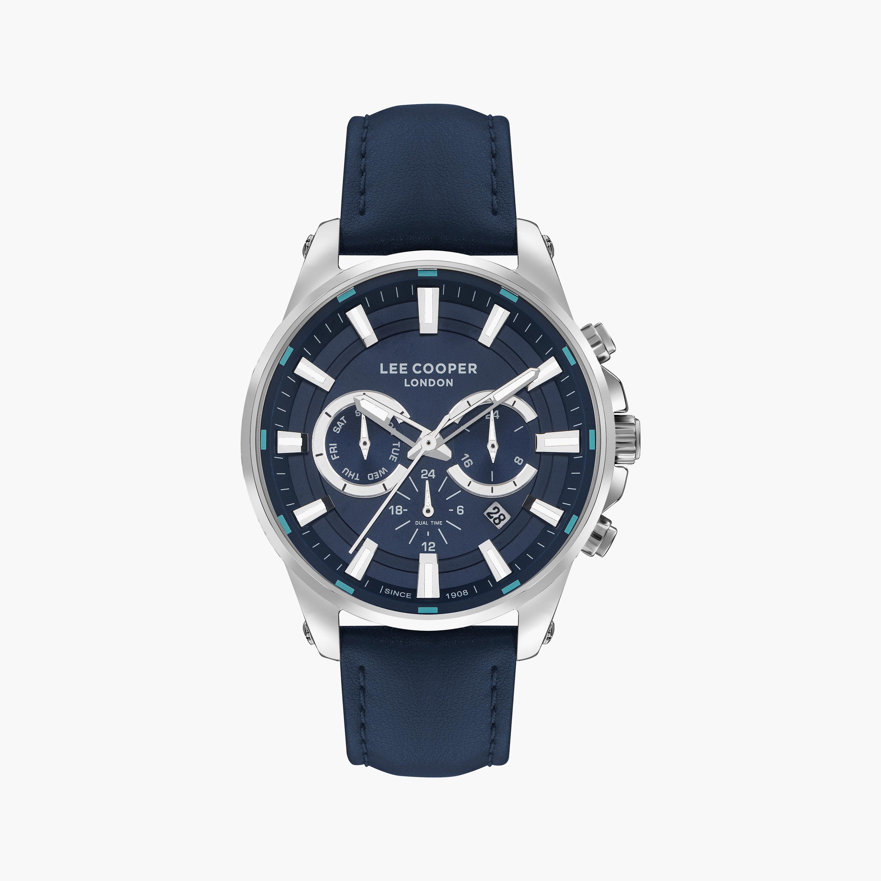 Lee Cooper Men's Navy Chronograph Leather Strap Watch | LC07525.399-men-watchesandjewellery-watches-image-1