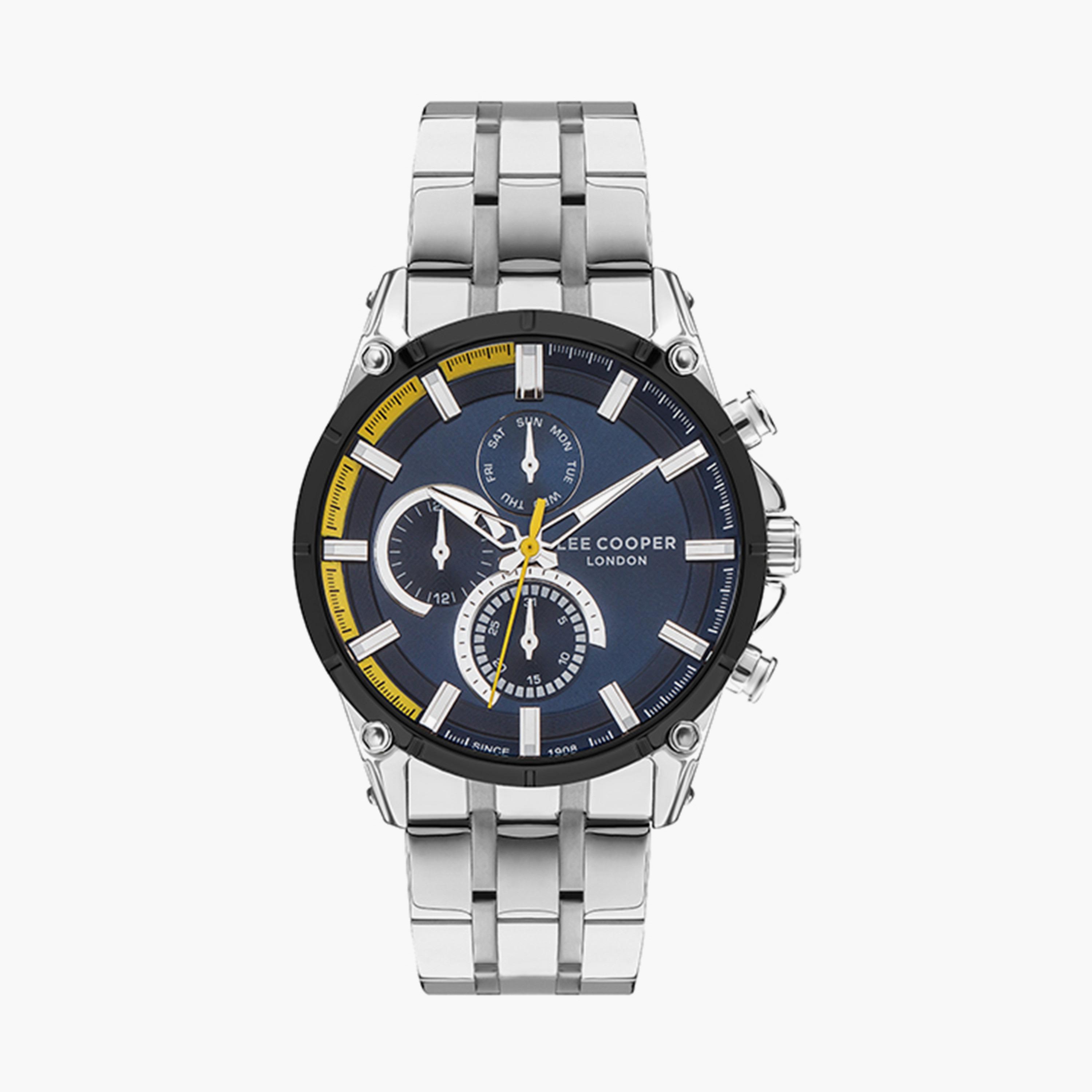ساعة كرونوغراف بسوار ستانلس ستيل بلون فضي للرجال من لي كوبر | LC07532.390-men-watchesandjewellery-watches-image-1