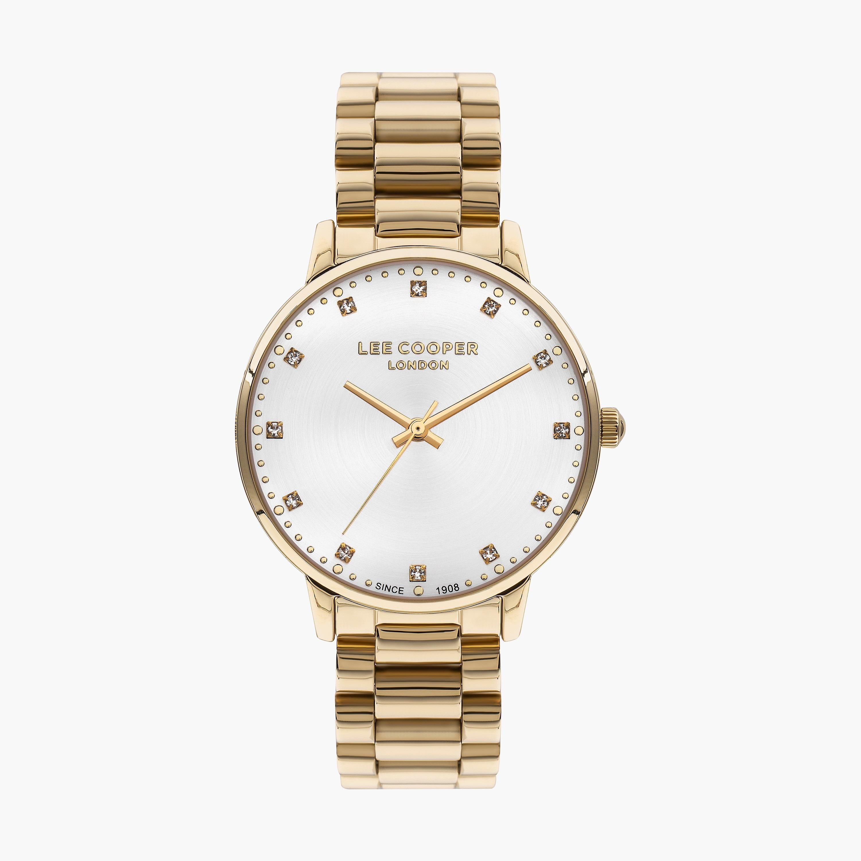 ساعة انالوج بسوار ستانلس ستيل بلون ذهبي للنساء من لي كوبر | LC07548.130-women-watchesandjewellery-watches-image-1