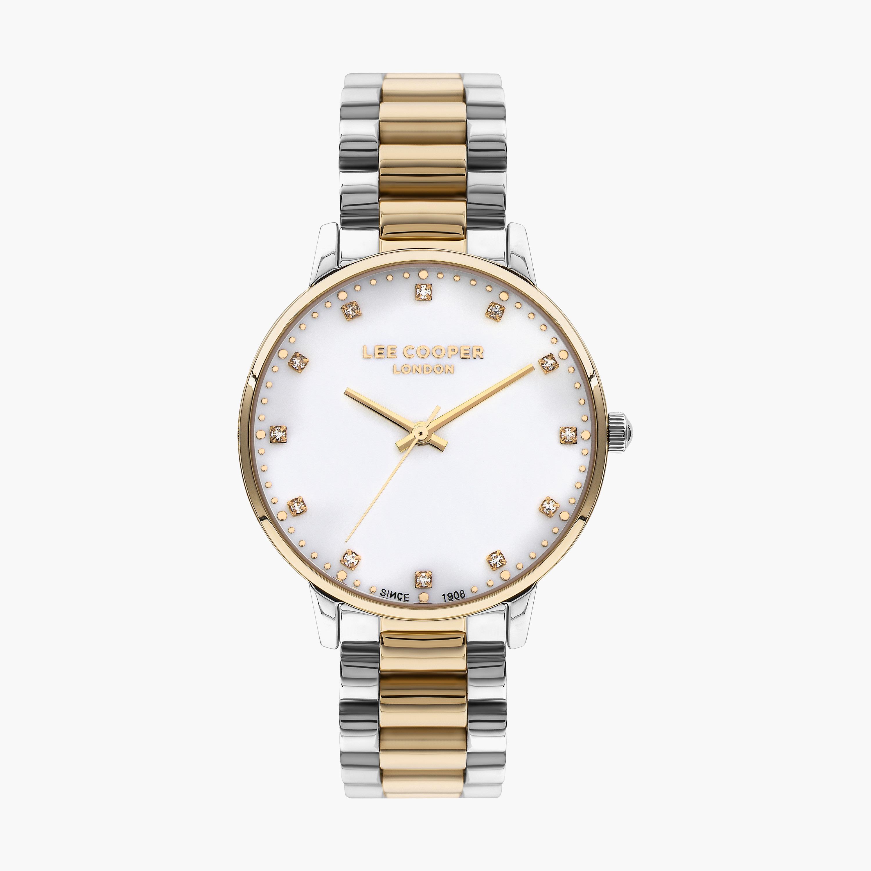 ساعة انالوج بسوار ستانلس ستيل بلون فضي وذهبي للنساء من لي كوبر | LC07548.220-men-watchesandjewellery-watches-image-1