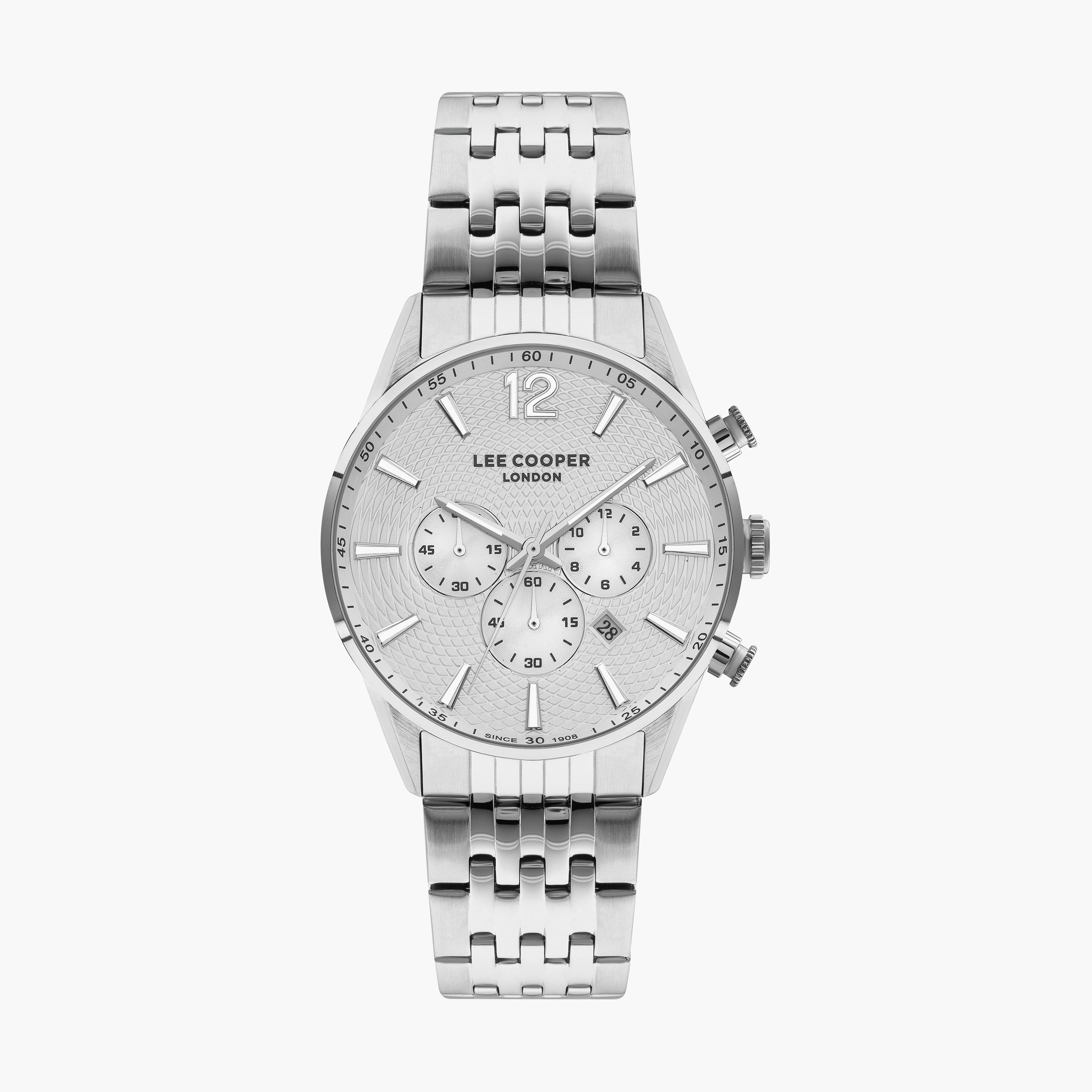 ساعة كرونوغراف بسوار ستانلس ستيل بلون فضي للرجال من لي كوبر | LC07549.330-men-watchesandjewellery-watches-image-1