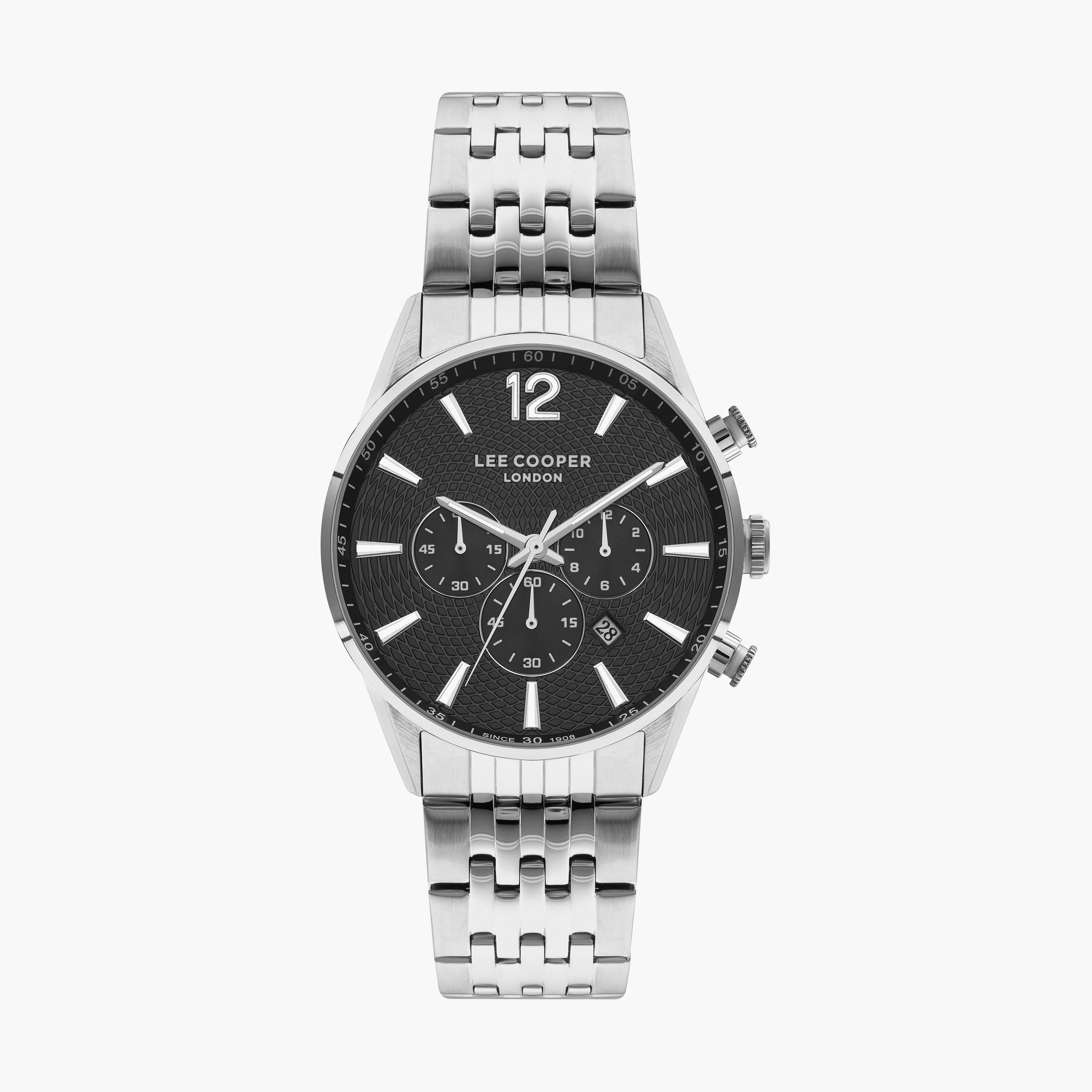 ساعة كرونوغراف بسوار ستانلس ستيل بلون فضي للرجال من لي كوبر | LC07549.350-men-watchesandjewellery-watches-image-1