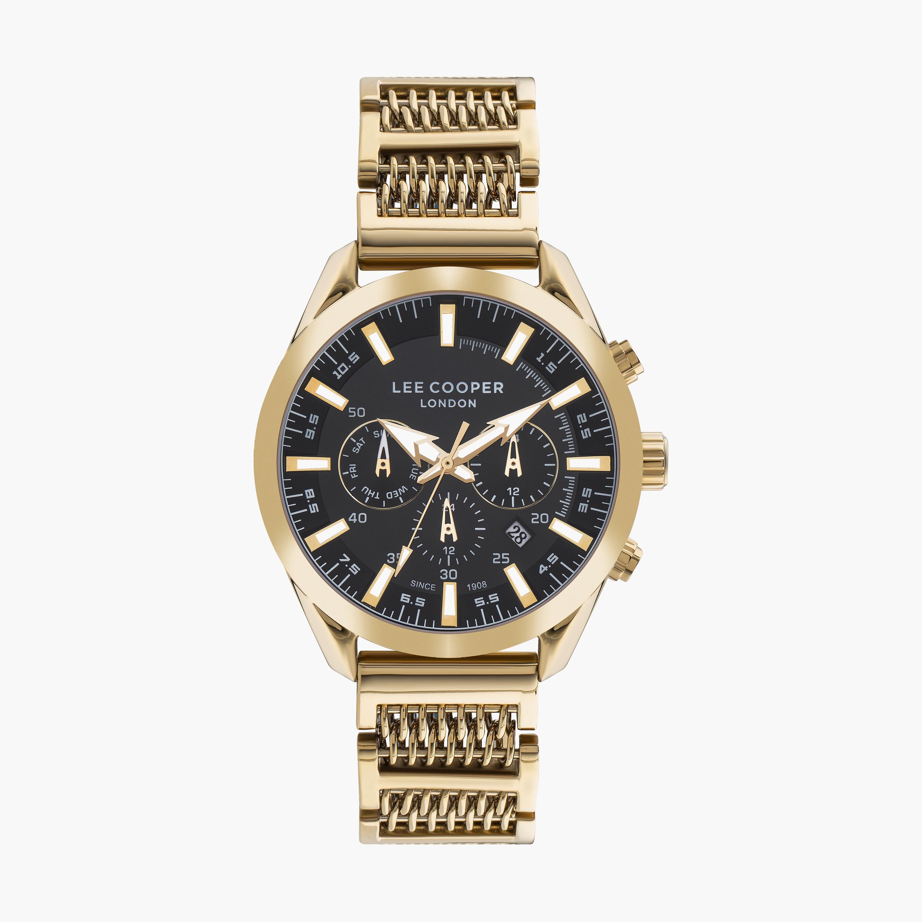 ساعة كرونوغراف بسوار ستانلس ستيل بلون ذهبي للرجال من لي كوبر | LC07556.150-men-watchesandjewellery-watches-image-1