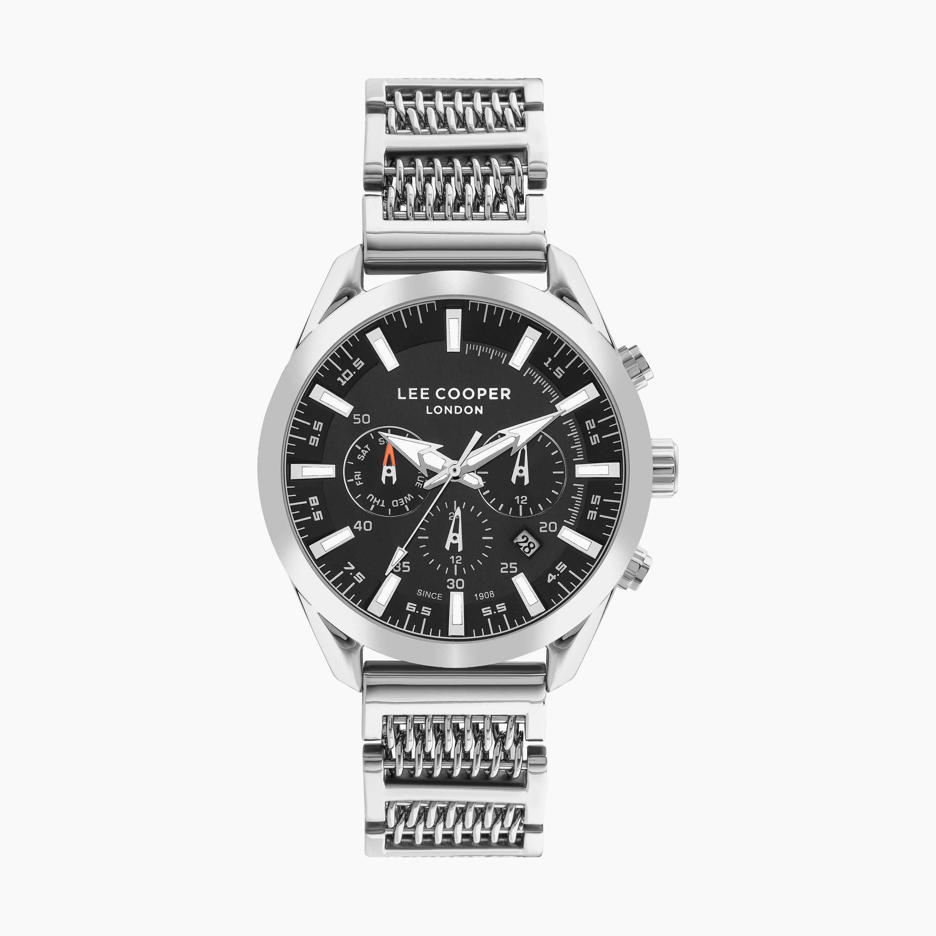 ساعة كرونوغراف بسوار ستانلس ستيل بلون فضي للرجال من لي كوبر | LC07556.350-men-watchesandjewellery-watches-image-1