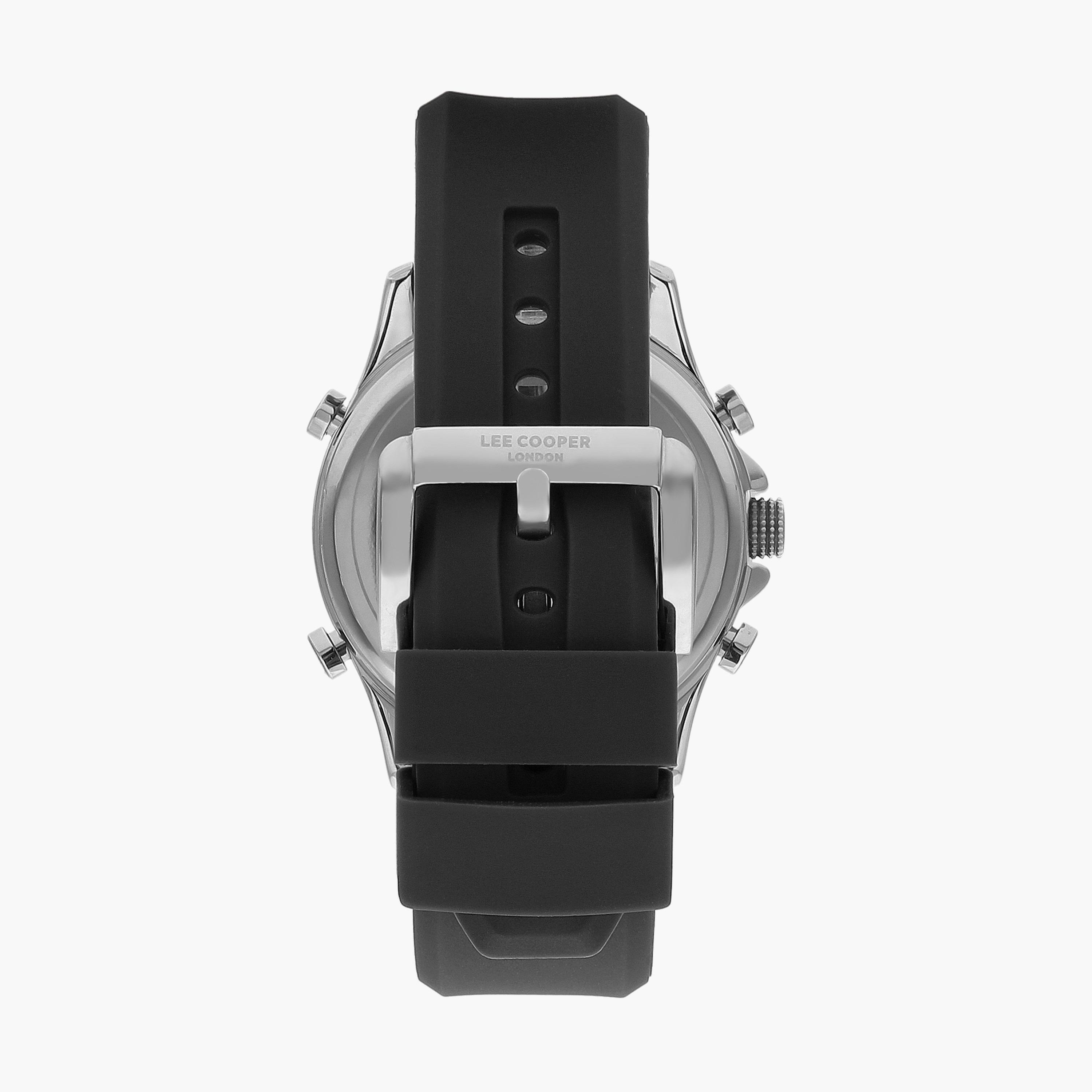 ساعة أنالوج بسوار سليكون رقمي بلون أسود للرجال من لي كوبر | LC07559.351-men-watchesandjewellery-watches-image-3
