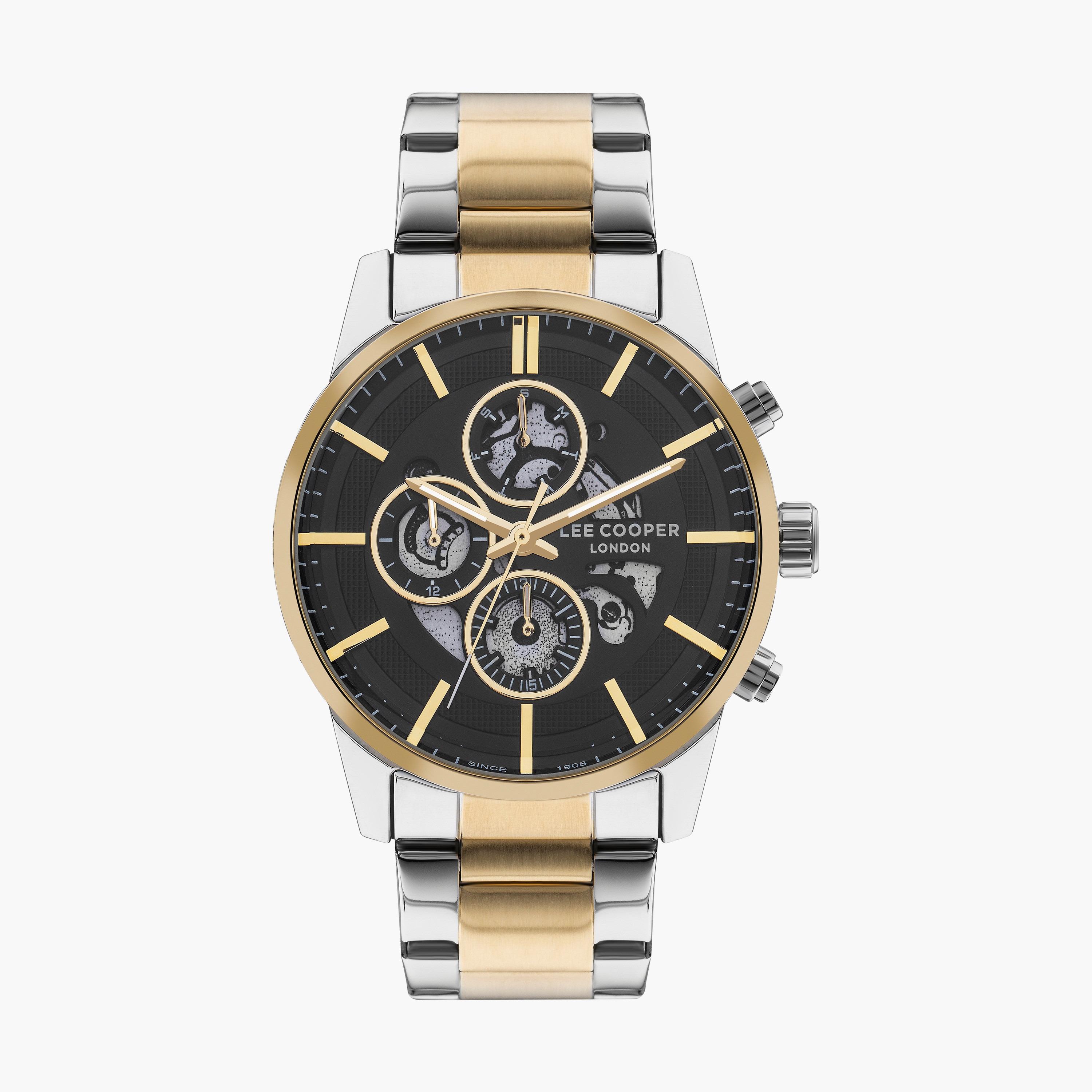 ساعة كرونوغراف بسوار ستانلس ستيل بلون فضي وذهبي للرجال من لي كوبر | LC07562.250-men-watchesandjewellery-watches-image-1