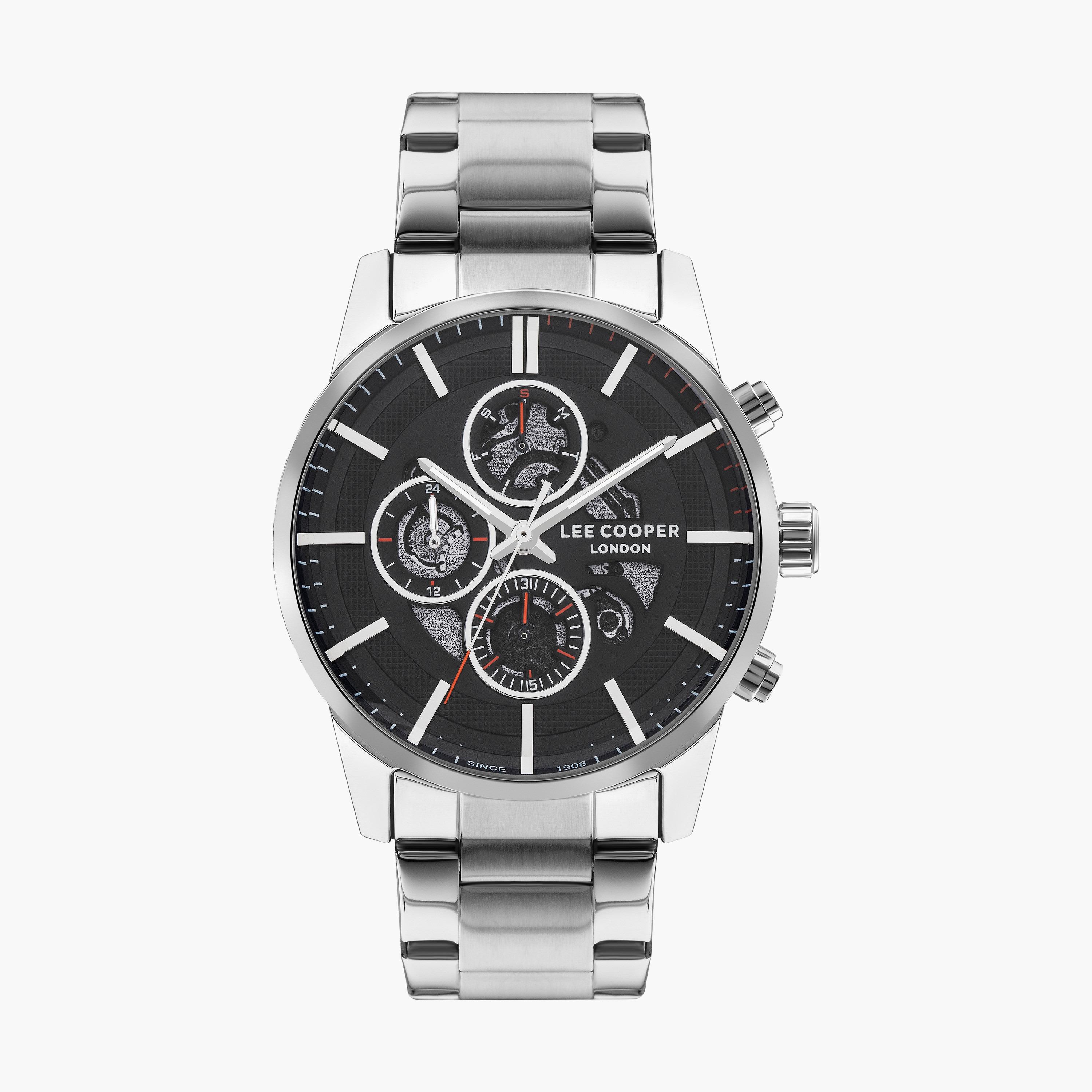 ساعة كرونوغراف بسوار ستانلس ستيل بلون فضي للرجال من لي كوبر | LC07562.350-men-watchesandjewellery-watches-image-1