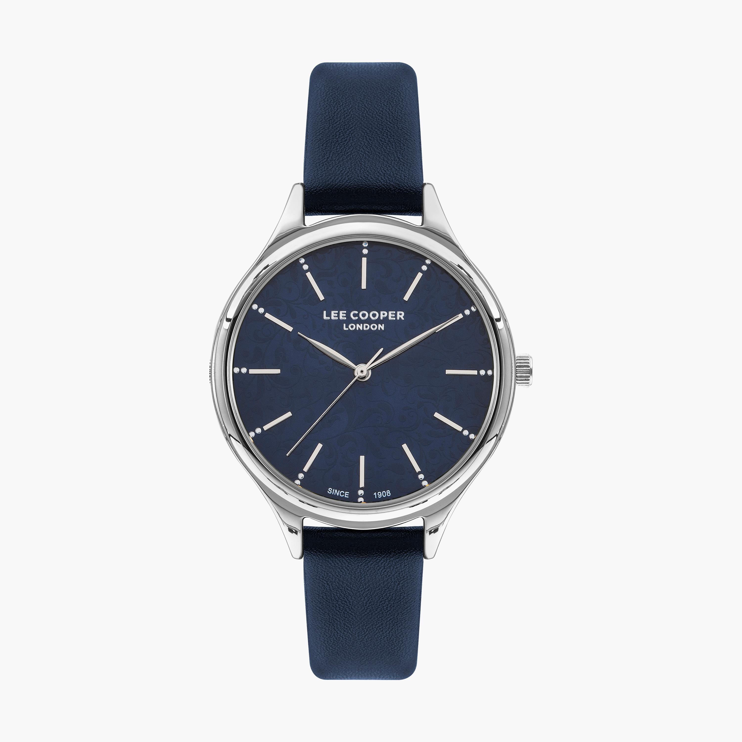 ساعة أنالوج بسوار جلدي بلون أزرق للنساء من لي كوبر | LC07567.399-women-watchesandjewellery-watches-image-1