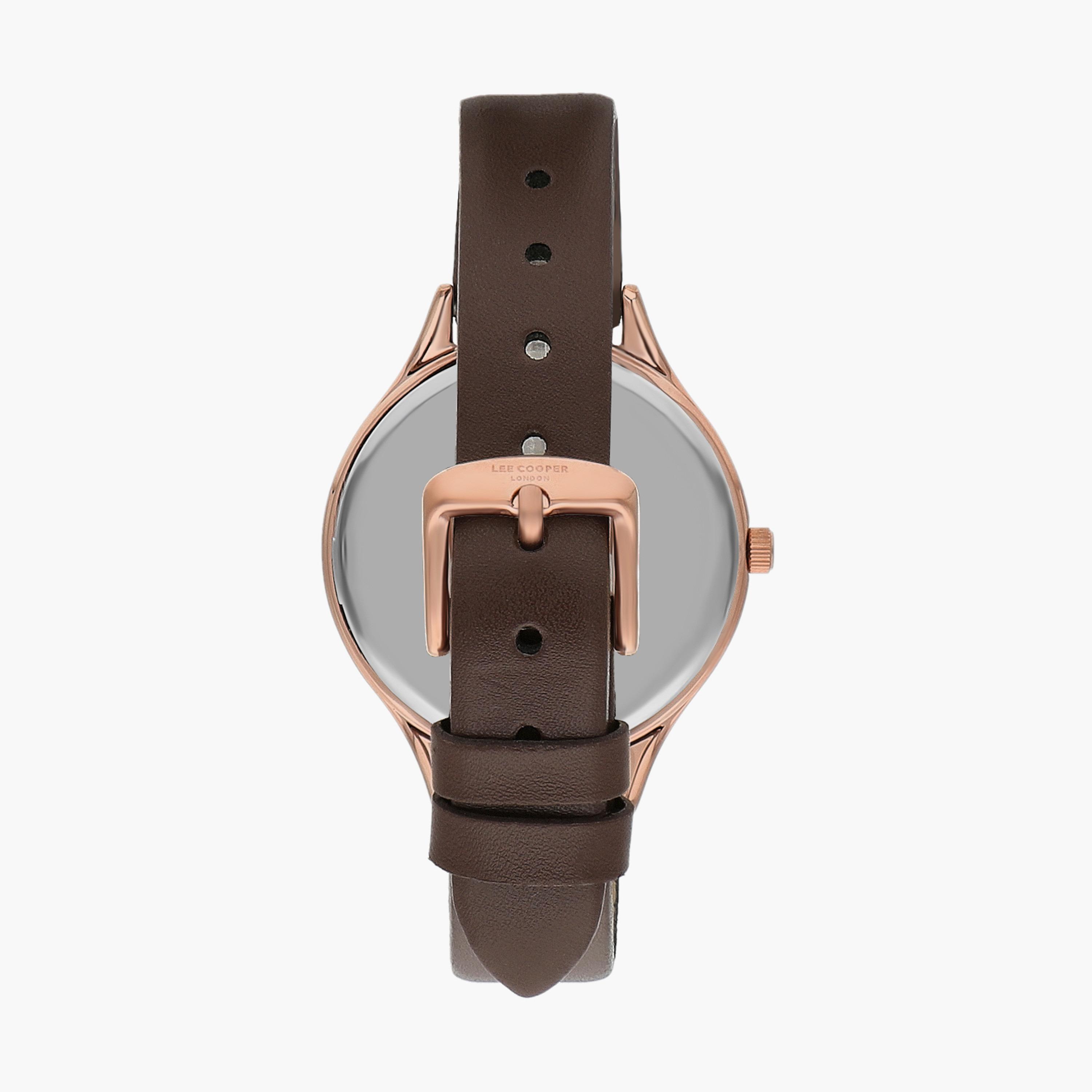 ساعة أنالوج بسوار جلدي بلون بني داكن للنساء من لي كوبر | LC07567.424-women-watchesandjewellery-watches-image-3