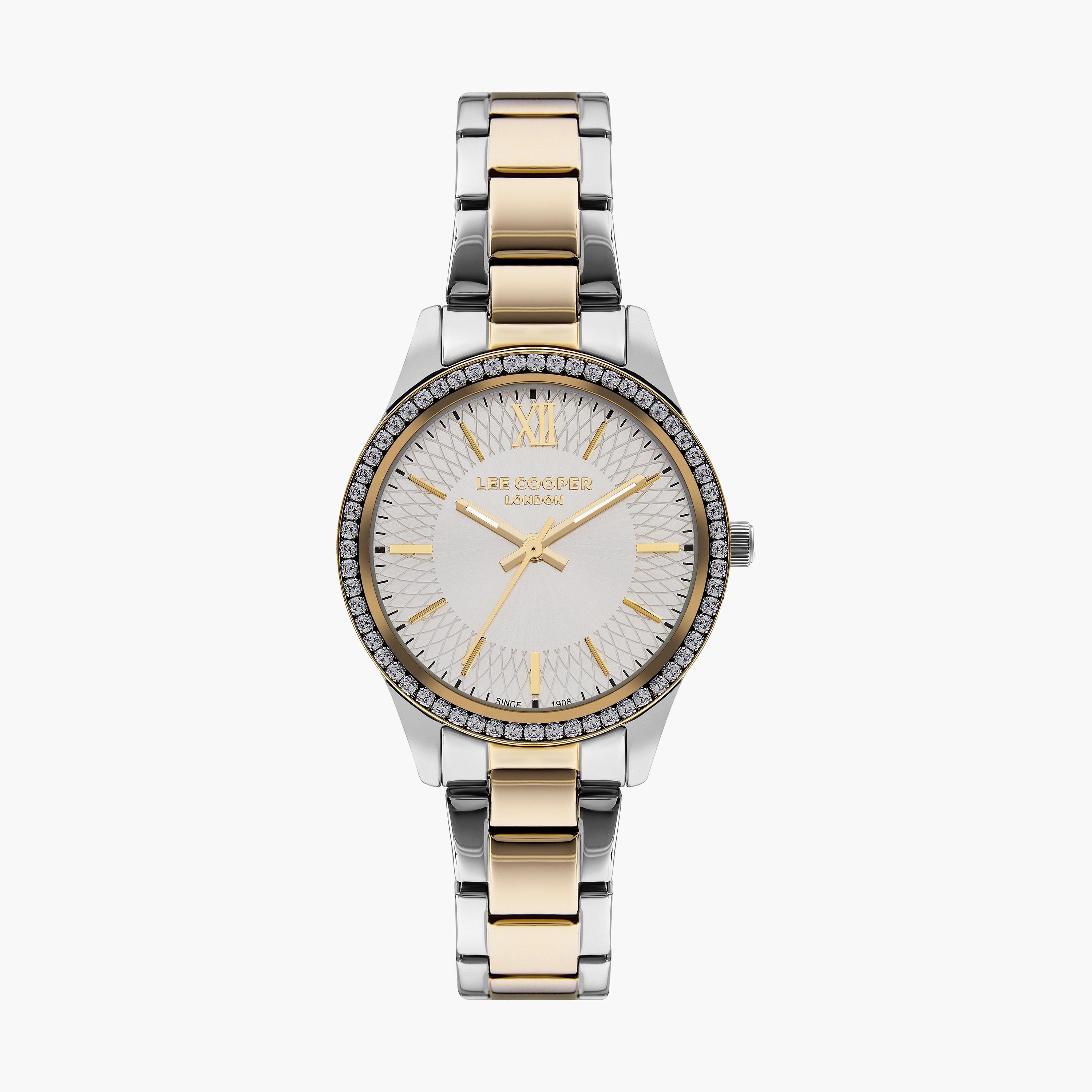 ساعة انالوج بسوار ستانلس ستيل بلون فضي وذهبي للنساء من لي كوبر | LC07569.230-women-watchesandjewellery-watches-image-1