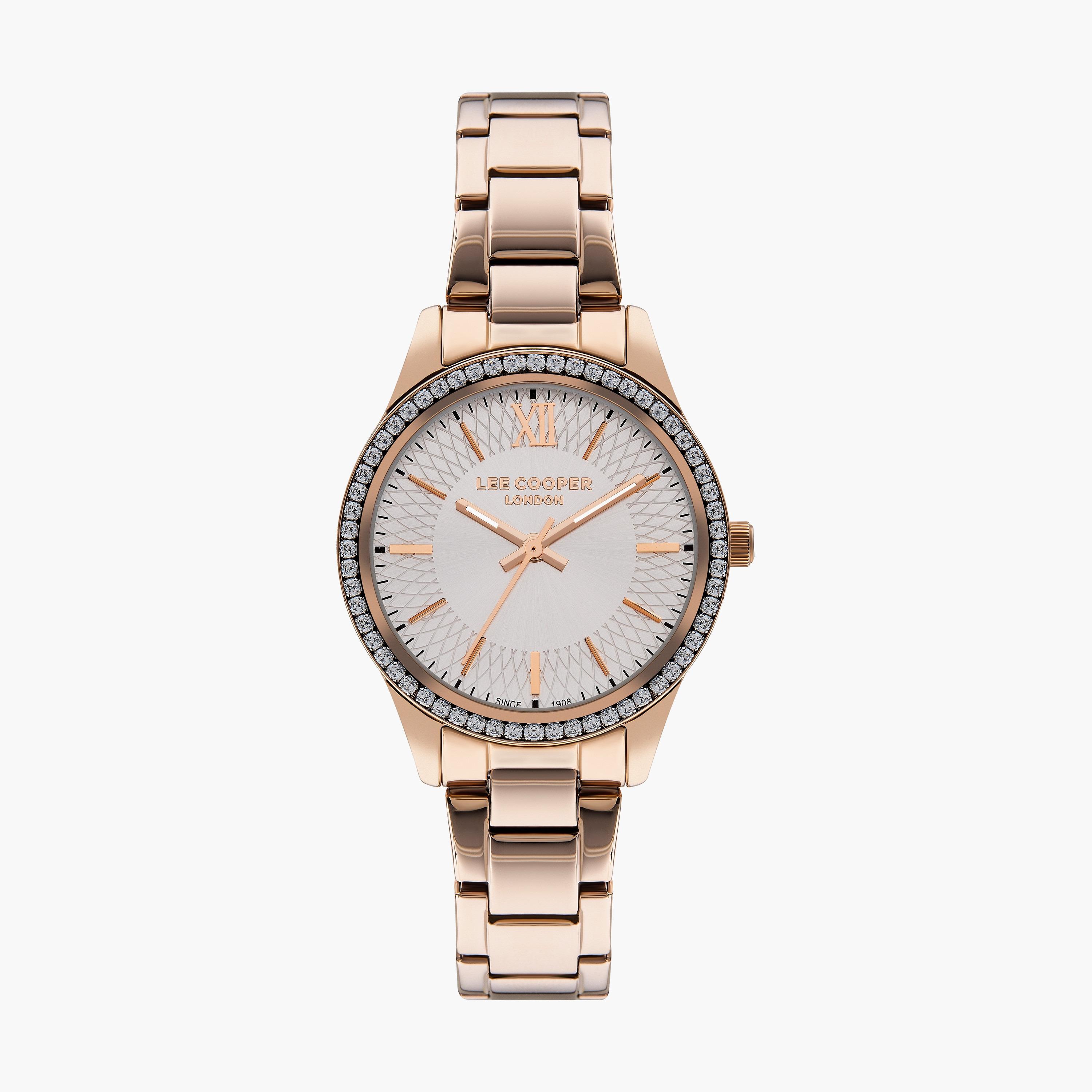 ساعة انالوج بسوار ستانلس ستيل بلون ذهبي وردي للنساء من لي كوبر | LC07569.430-women-watchesandjewellery-watches-image-1