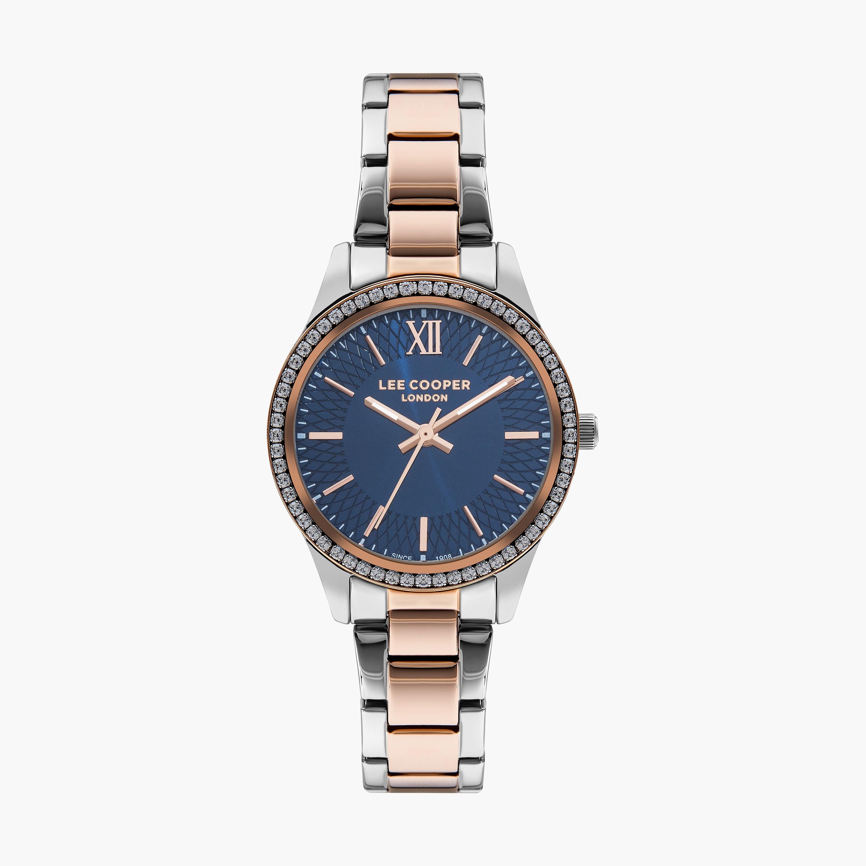 ساعة انالوج بسوار ستانلس ستيل بلون فضي و وردي للنساء من لي كوبر | LC07569.590-women-watchesandjewellery-watches-image-1