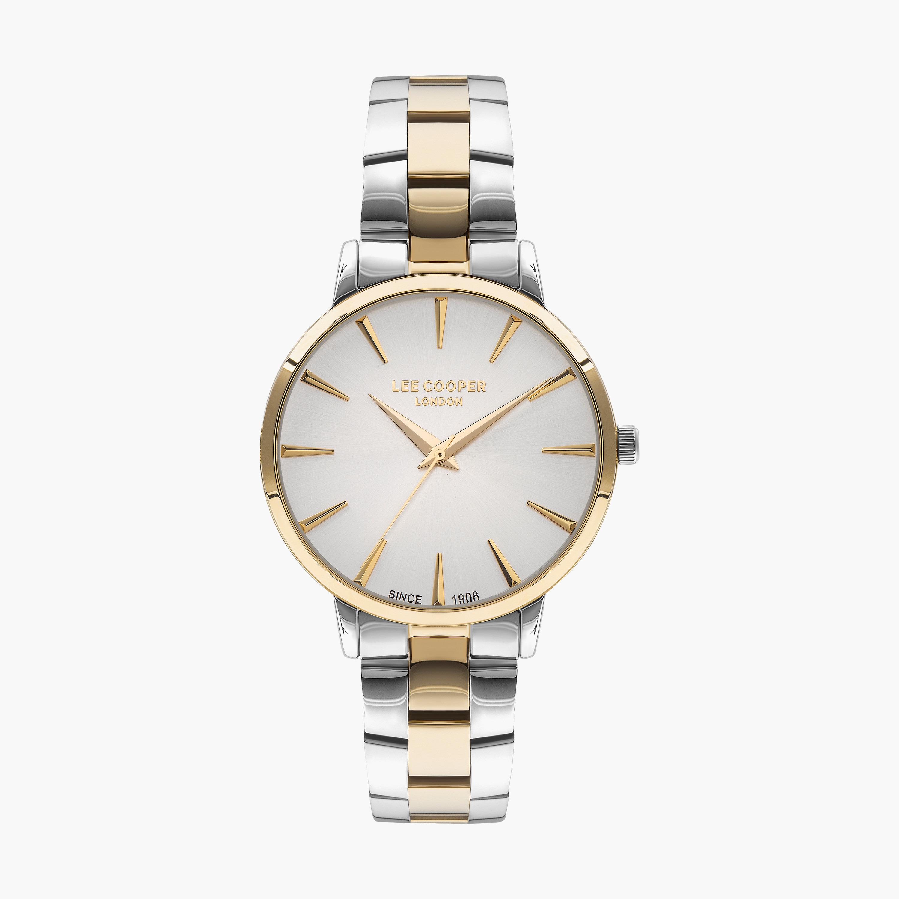 ساعة انالوج بسوار ستانلس ستيل بلون فضي وذهبي للنساء من لي كوبر | LC07580.230-women-watchesandjewellery-watches-image-1