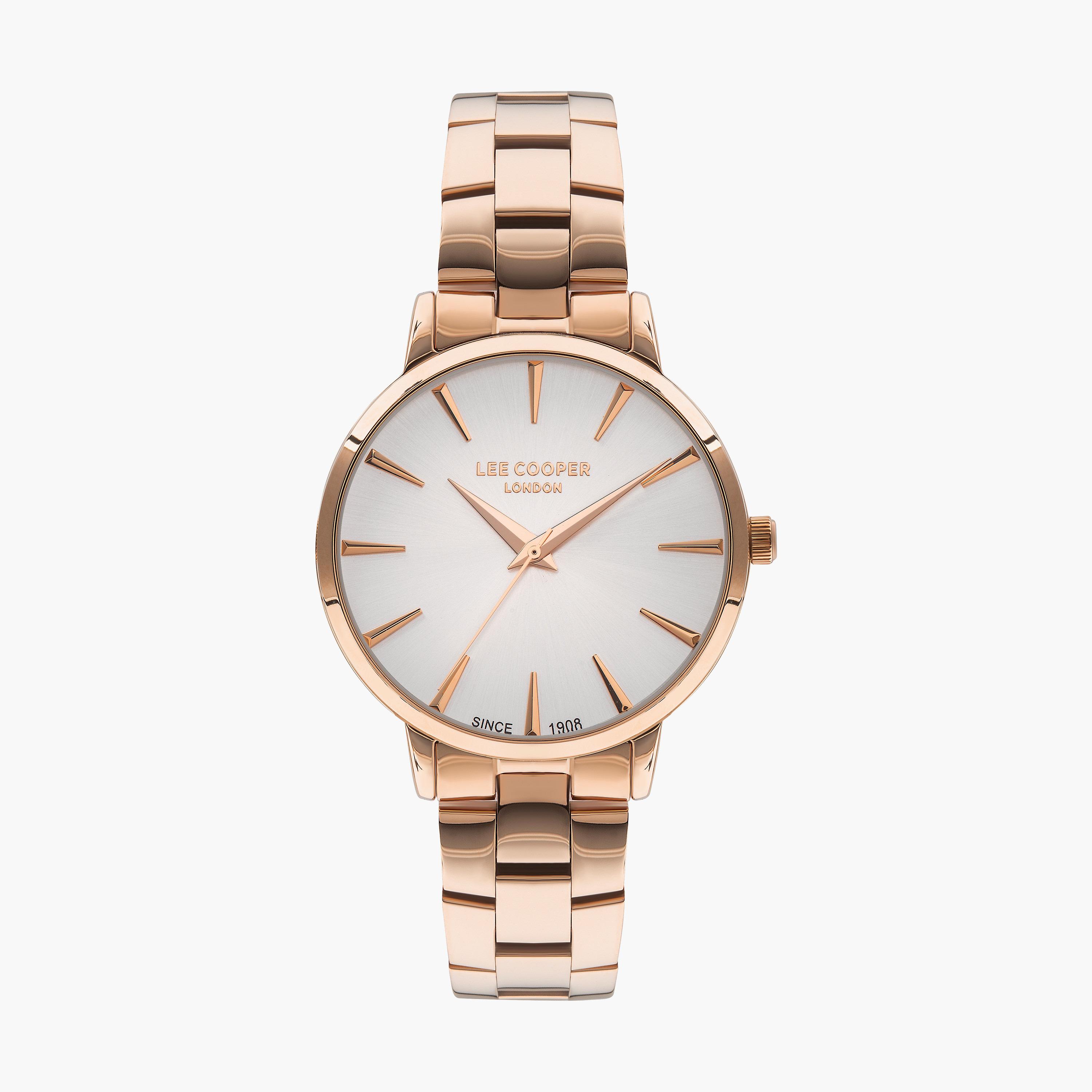 ساعة انالوج بسوار ستانلس ستيل بلون ذهبي وردي للنساء من لي كوبر | LC07580.430-women-watchesandjewellery-watches-image-1