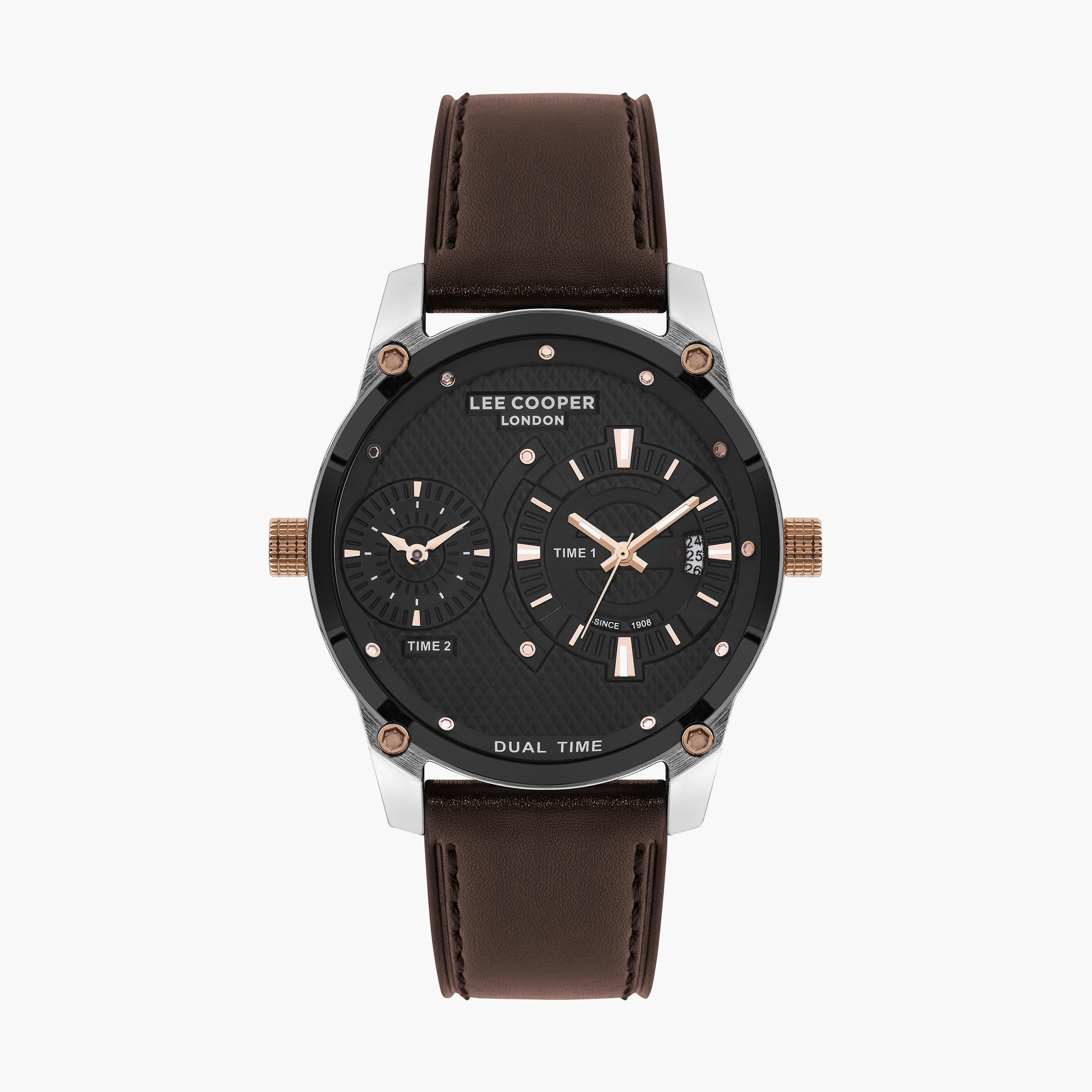 Lee Cooper Men's Brown Analog Leather Strap Watch | LC07586.354-men-watchesandjewellery-watches-image-1