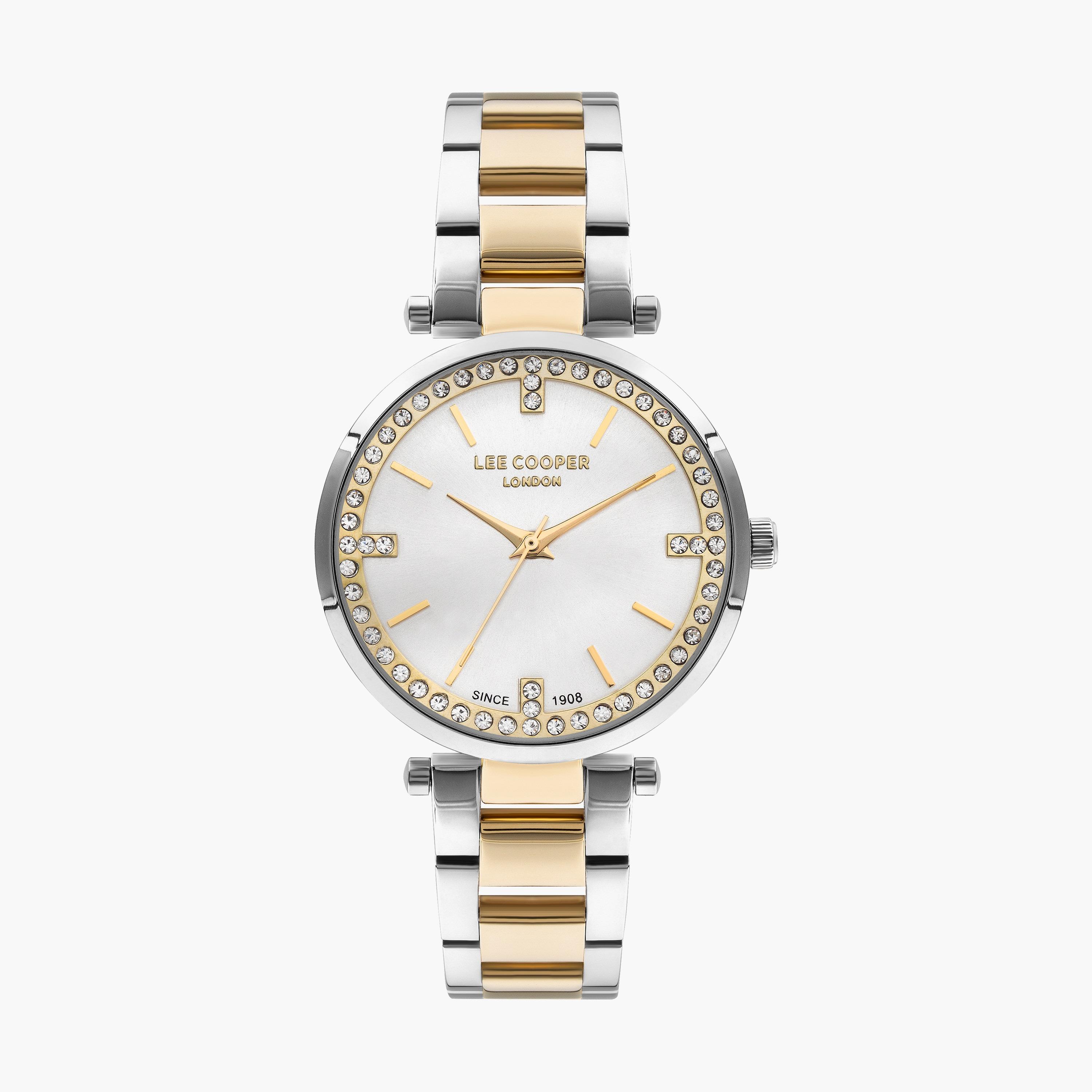 ساعة انالوج بسوار ستانلس ستيل بلون فضي وذهبي من لي كوبر | LC07591.230-women-watchesandjewellery-watches-image-1