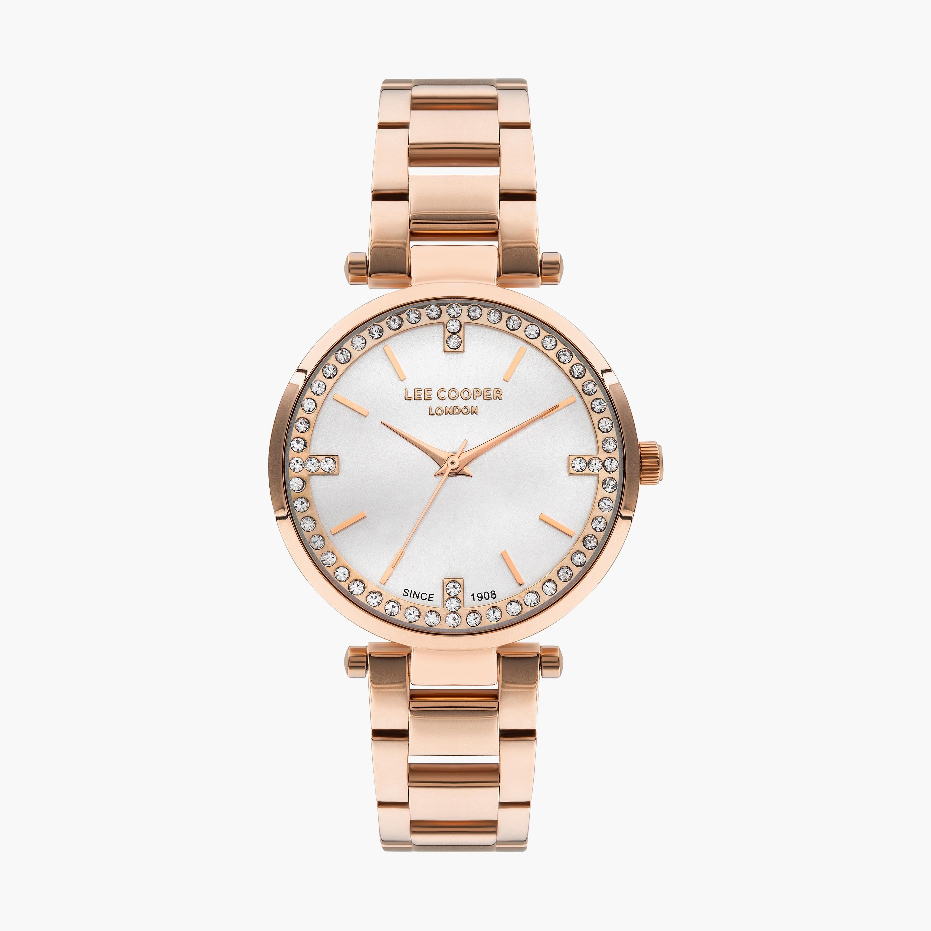ساعة انالوج بسوار ستانلس ستيل بلون ذهبي وردي من لي كوبر | LC07591.430-women-watchesandjewellery-watches-image-1