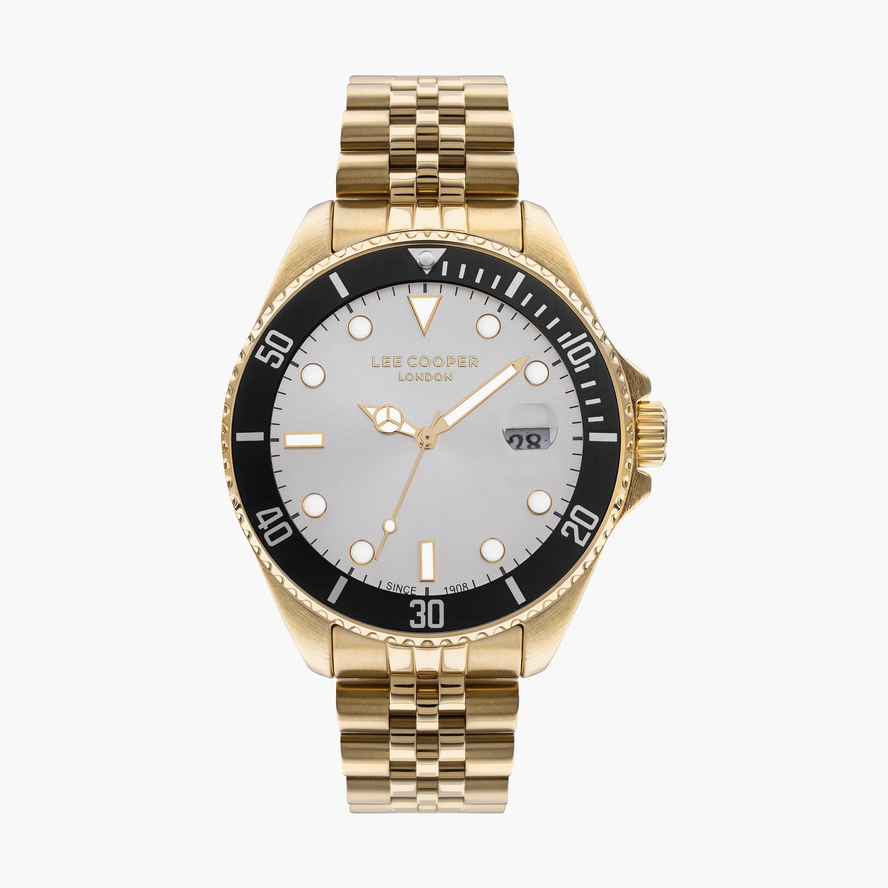 ساعة انالوج بسوار ستانلس ستيل بلون ذهبي للرجال من لي كوبر | LC07594.130-men-watchesandjewellery-watches-image-1