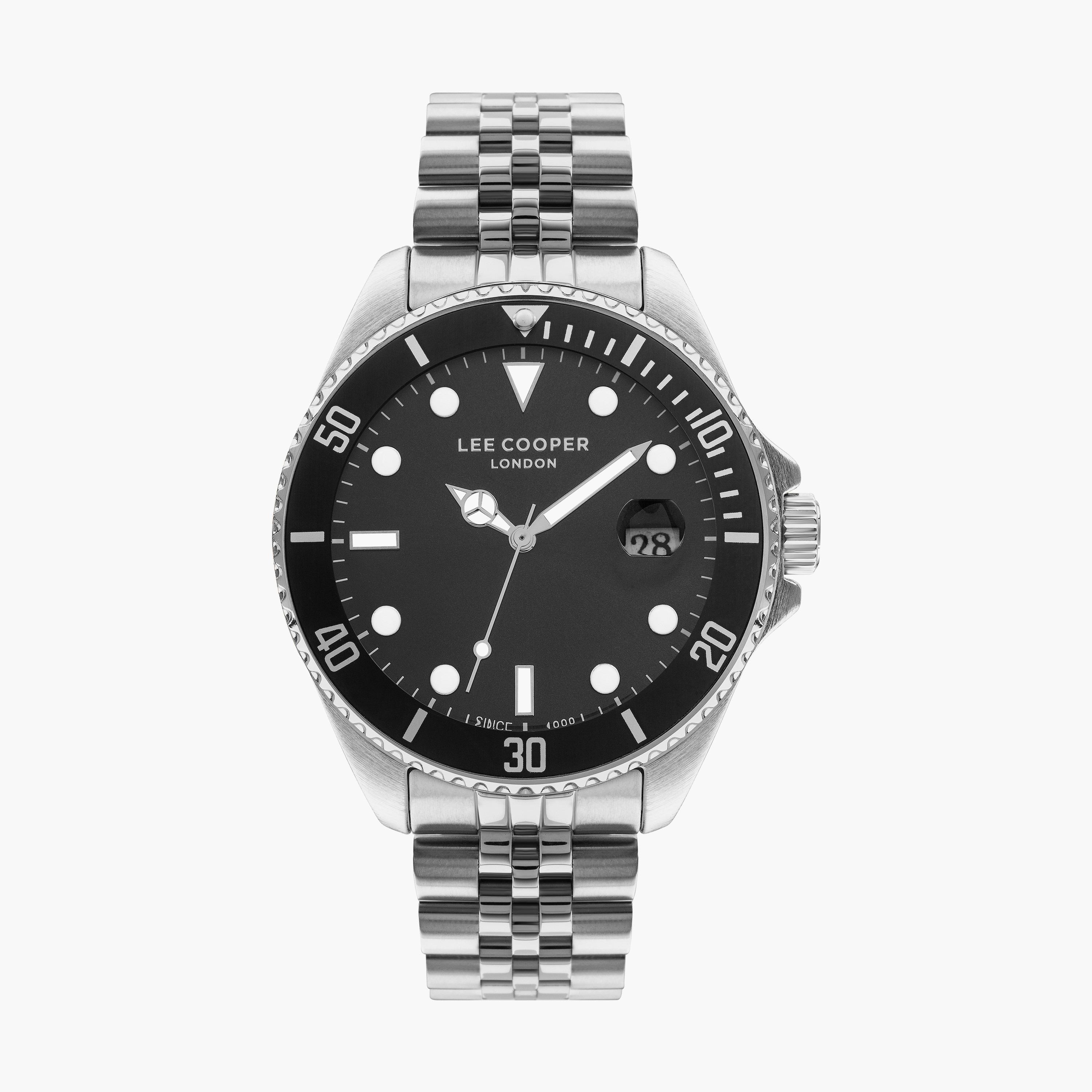 ساعة انالوج بسوار ستانلس ستيل بلون فضي للرجال من لي كوبر | LC07594.350-men-watchesandjewellery-watches-image-1