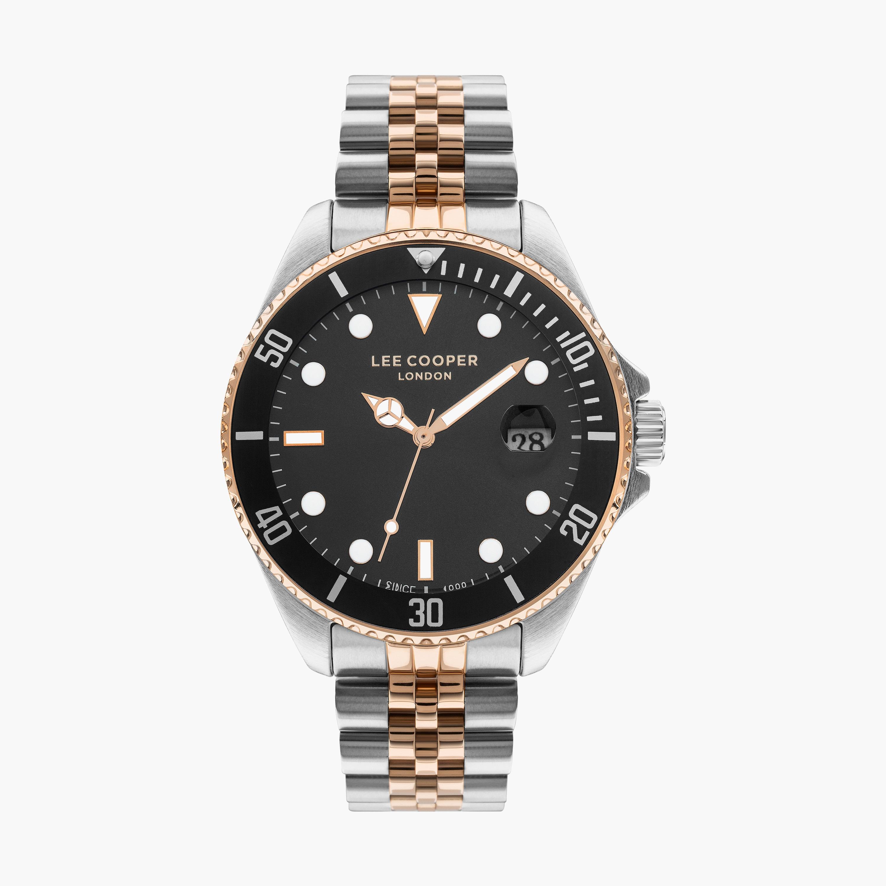 ساعة انالوج بسوار ستانلس ستيل بلون فضي ووردي للرجال من لي كوبر | LC07594.560-men-watchesandjewellery-watches-image-1