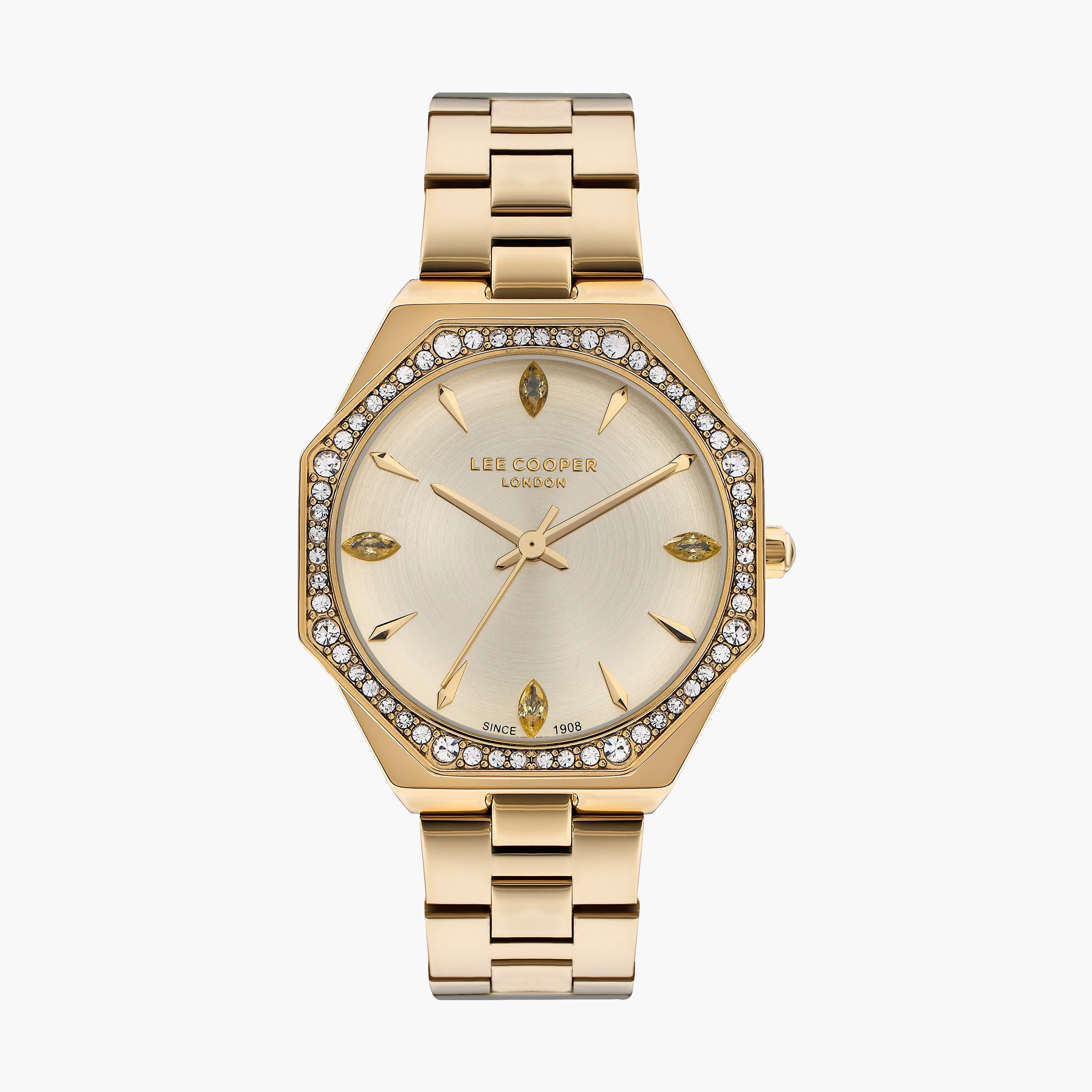 ساعة انالوج بسوار ستانلس ستيل بلون ذهبي للنساء من لي كوبر | LC07599.110-women-watchesandjewellery-watches-image-1