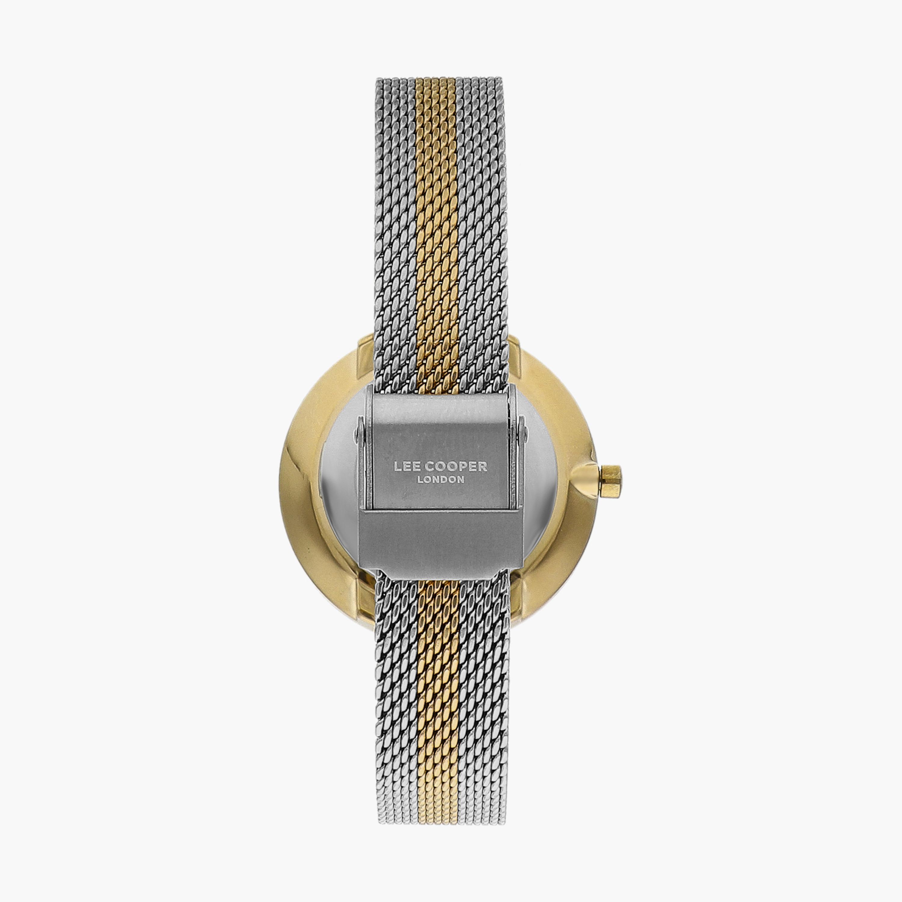 ساعة أنالوج بسوار شبكي بلون ذهبي وفضي من لي كوبر | LC07601.220-women-watchesandjewellery-watches-image-3
