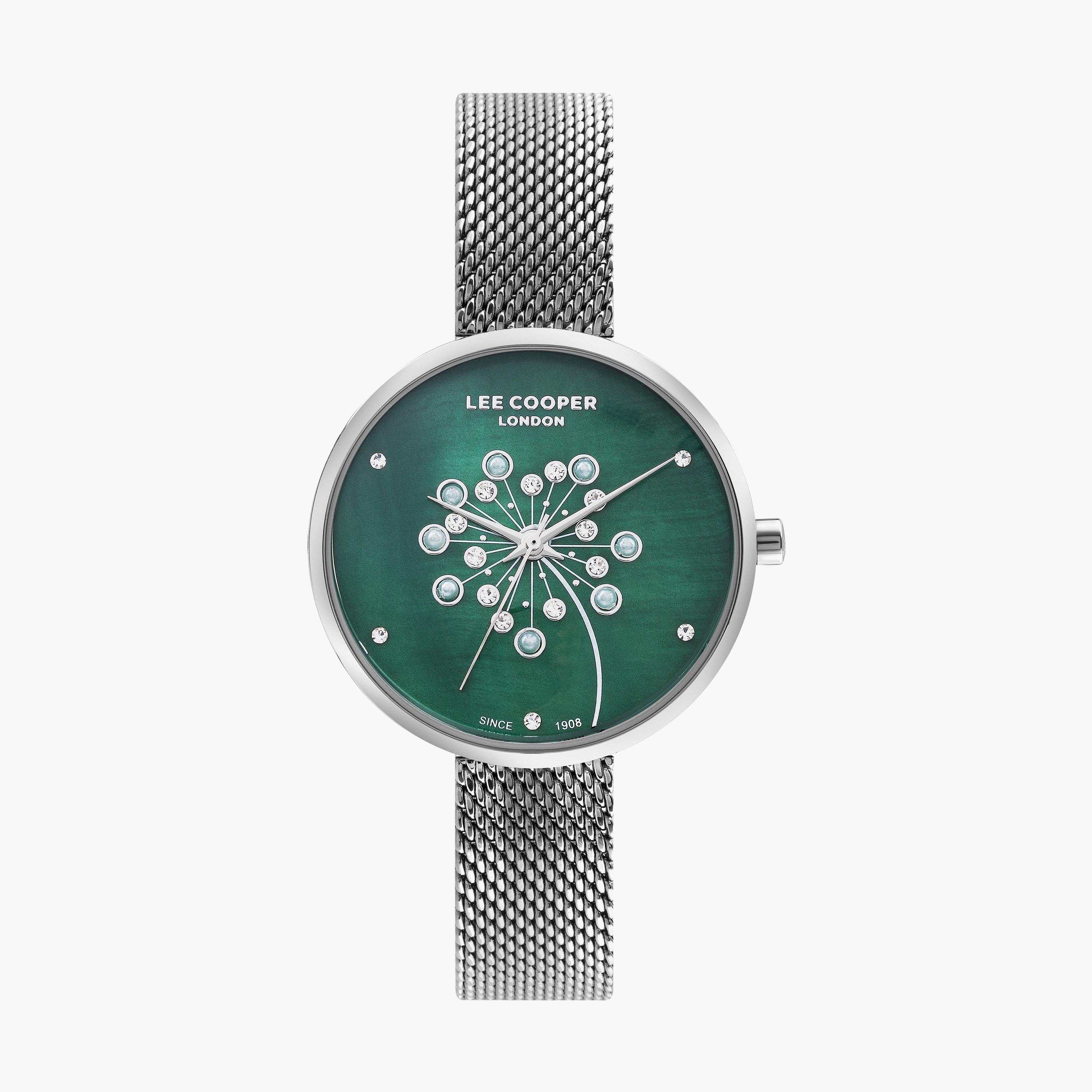 ساعة أنالوج بسوار شبكي بلون فضي من لي كوبر | LC07601.370-women-watchesandjewellery-watches-image-1