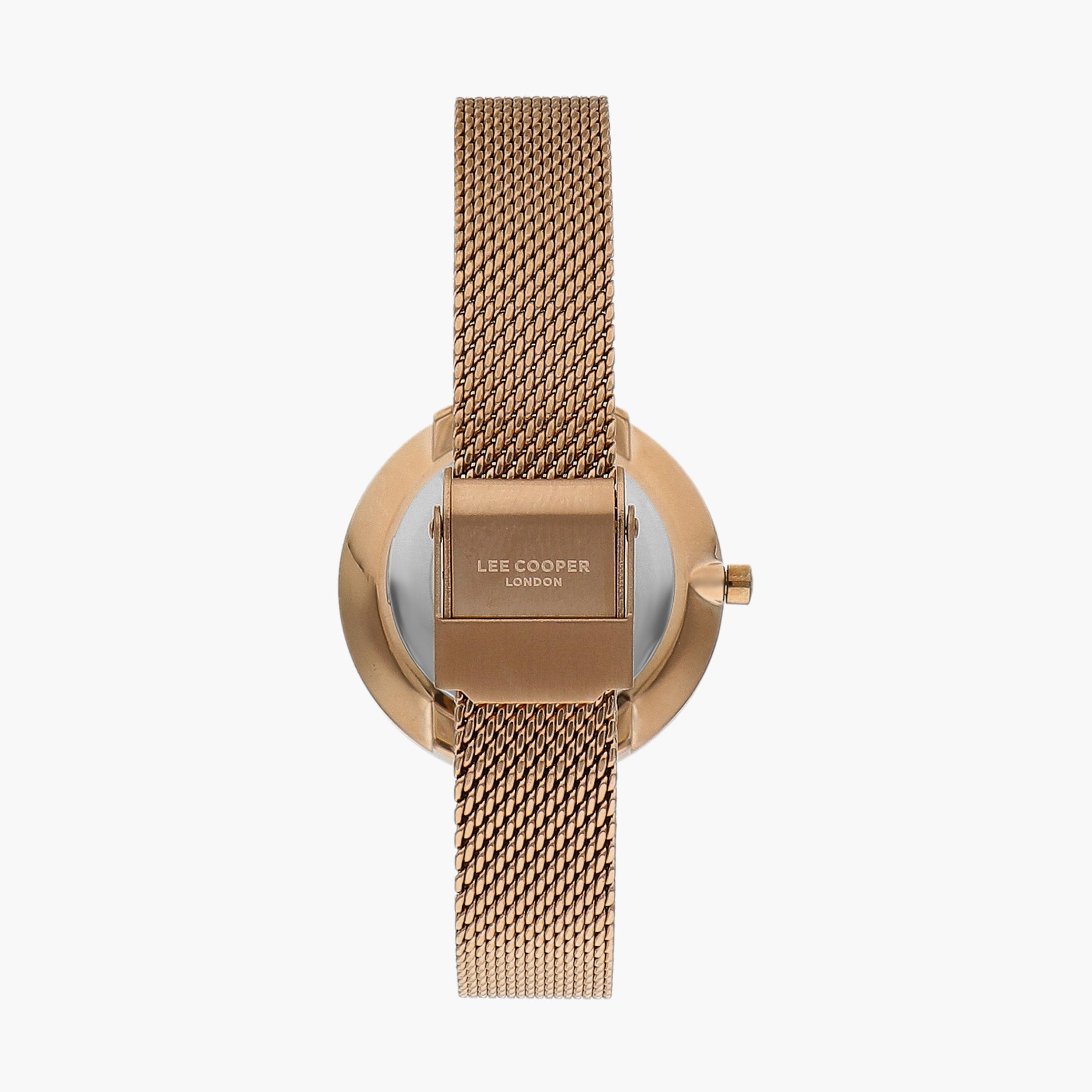 ساعة أنالوج بسوار شبكي بلون ذهبي وردي من لي كوبر | LC07601.420-women-watchesandjewellery-watches-image-3