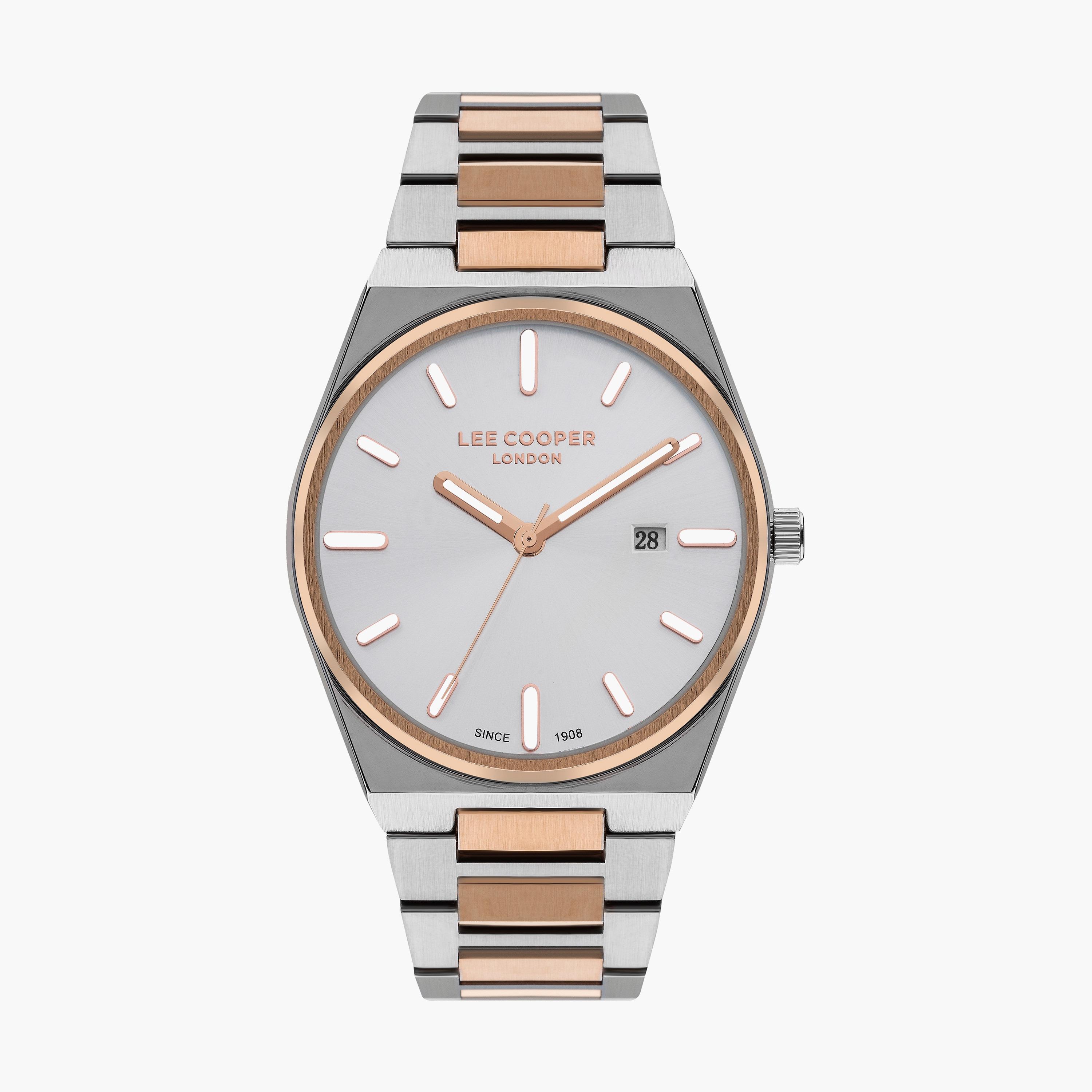 ساعة انالوج بسوار ستانلس ستيل بلون فضي ووردي للرجال من لي كوبر | LC07608.530-men-watchesandjewellery-watches-image-1